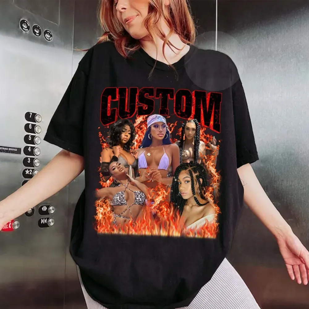 Custom Bootleg Rap T shirt, Personalized Girlfriend Picture Shirt, Rock Style Vintage Custom T-shirt