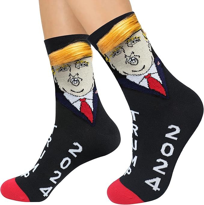 1 Pair Funny Trump Unisex Socks Novelty President 2024 Stylish Trump Hair Socks Trump Merchandise Gift