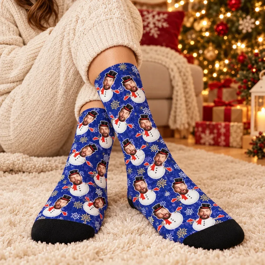 Custom Christmas Socks for Men and Women – Personalized Santa Face Socks Gift for Family, Friends & Holiday Parties - MyFaceSocks