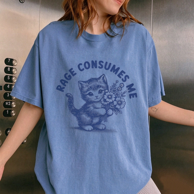 Rage Consumes Me Cat T-Shirt – Funny Gift for Cat Lovers on Birthday, Christmas or Galentine's Day - MyFaceSocks