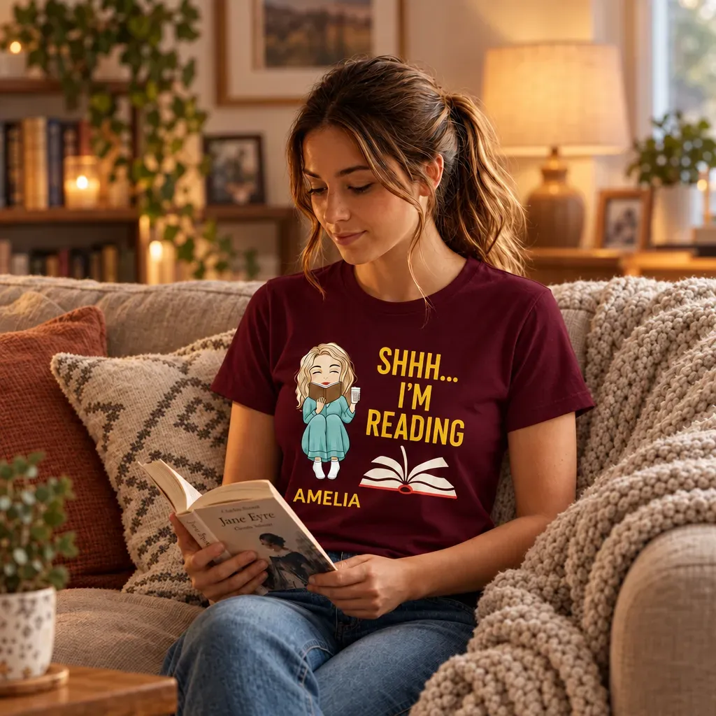 Custom Book Lover T-Shirt – Personalized Reading Zone Tee, Gifts for Bookworms, Readers & Book Lovers - MyFaceSocks