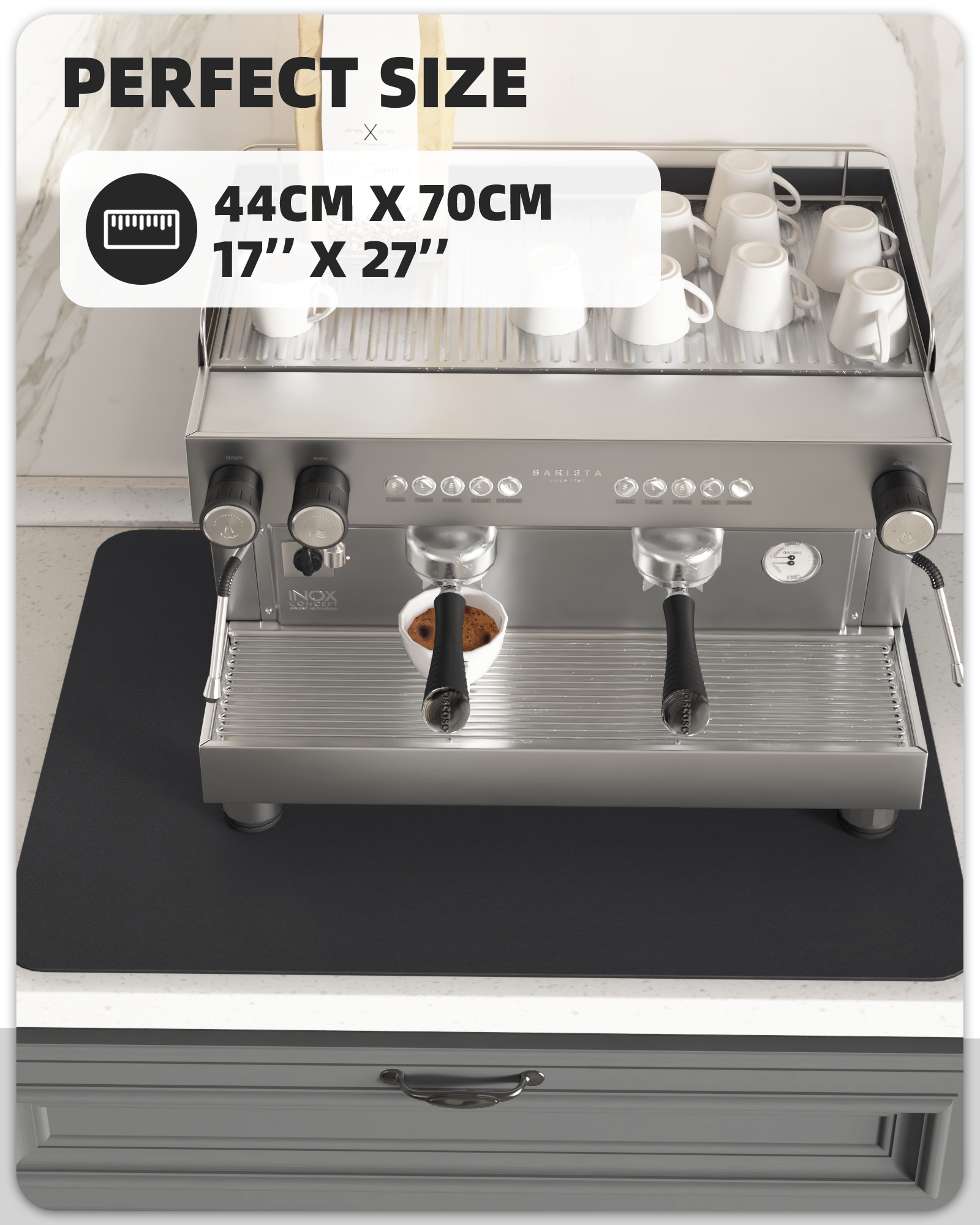 PABUBE Dish Drying Mats for Kitchen, Coffee Mat Super Absorbent Easy clean Dish Mat, Coffee Bar Accessories Fit Under Coffee Maker, 12"X19" Khaki