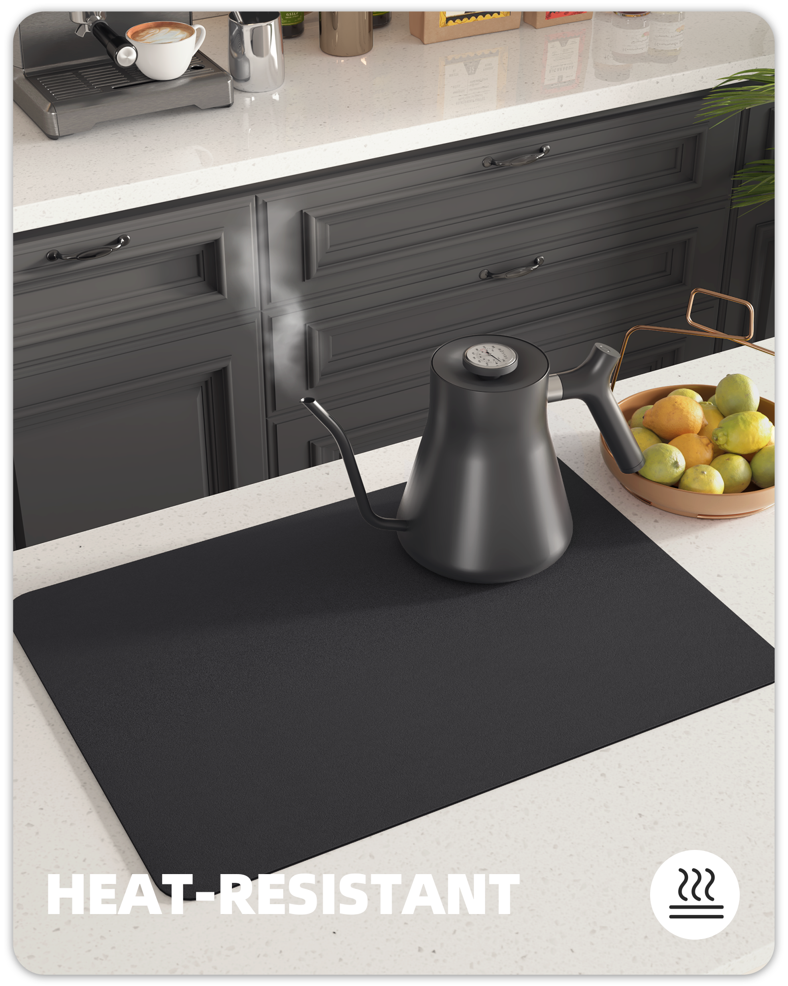 PABUBE Dish Drying Mats for Kitchen, Coffee Mat Super Absorbent Easy clean Dish Mat, Coffee Bar Accessories Fit Under Coffee Maker, 12"X19" Khaki