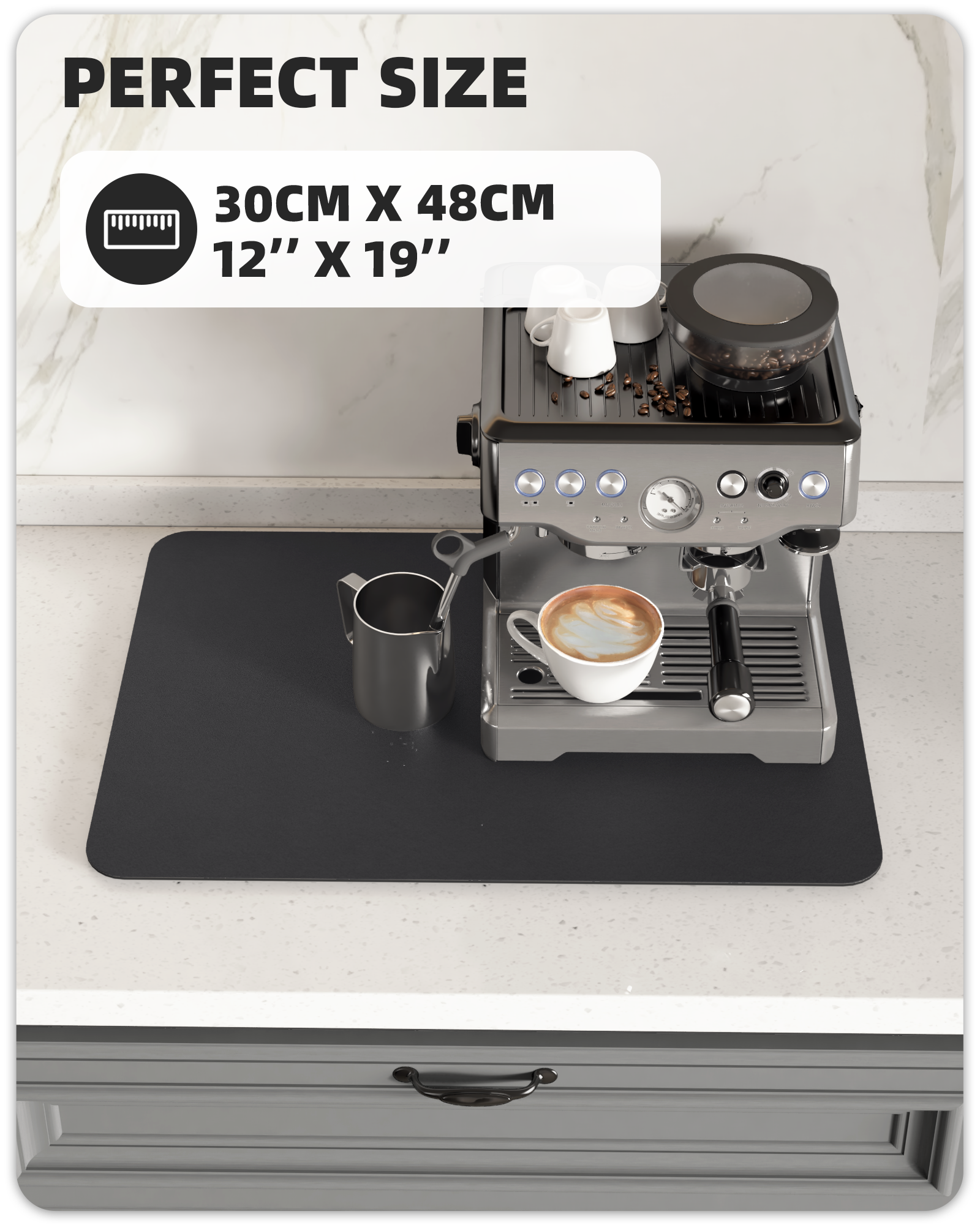 PABUBE Dish Drying Mats for Kitchen, Coffee Mat Super Absorbent Easy clean Dish Mat, Coffee Bar Accessories Fit Under Coffee Maker, 12"X19" Khaki