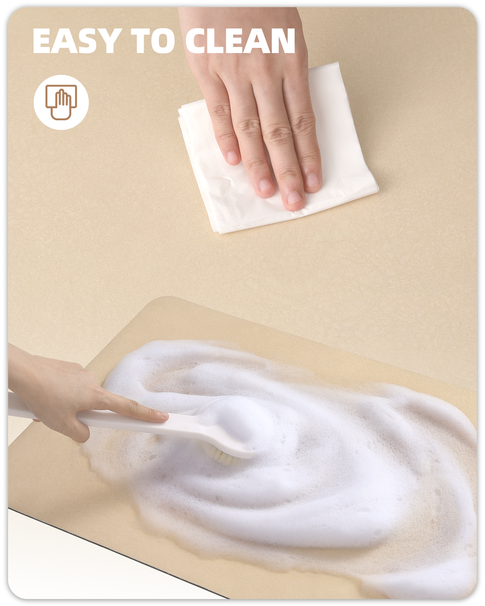 PABUBE Dish Drying Mats for Kitchen, Coffee Mat Super Absorbent Easy clean Dish Mat, Coffee Bar Accessories Fit Under Coffee Maker, 12"X19" Khaki