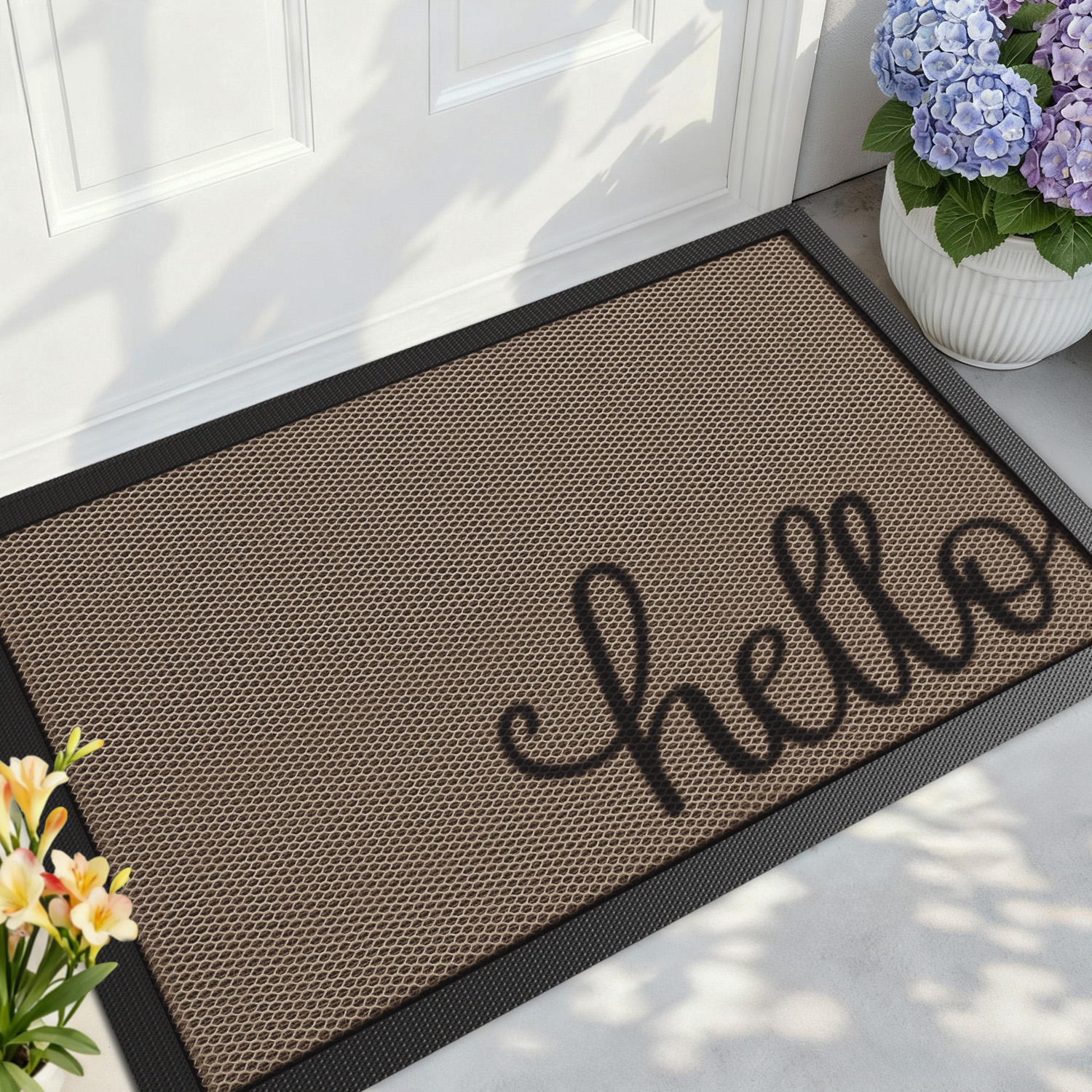 PABUBE Outdoor Doormat, Heavy Duty Non-Slip Spring Welcome Mat, Low Pile & Dirt Trapper Front Door Mat Outside, Colorful Floral Patio Outdoor Mat for Front Doors, 17" x 30"