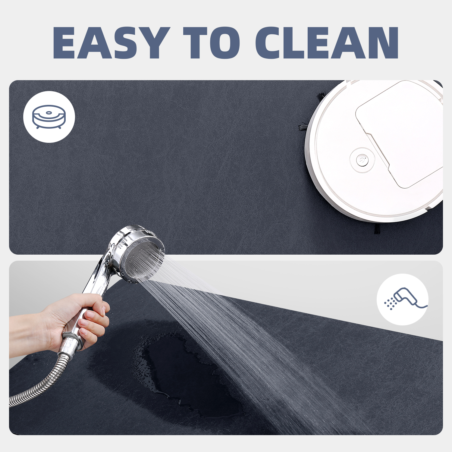 PABUBE Quick Dry Bath Mat, Non Slips Bathroom Rug Ultra Thin, Super Absorbent Shower Floor Mat Fast Drying, Easy Clean Bath Mat for Bathroom, Tub