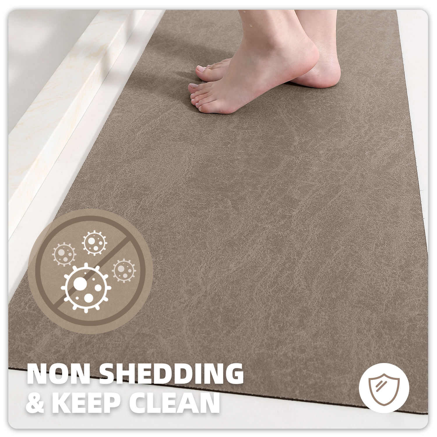 PABUBE Quick Dry Bath Mat, Non Slips Bathroom Rug Ultra Thin, Super Absorbent Shower Floor Mat Fast Drying, Easy Clean Bath Mat for Bathroom, Tub