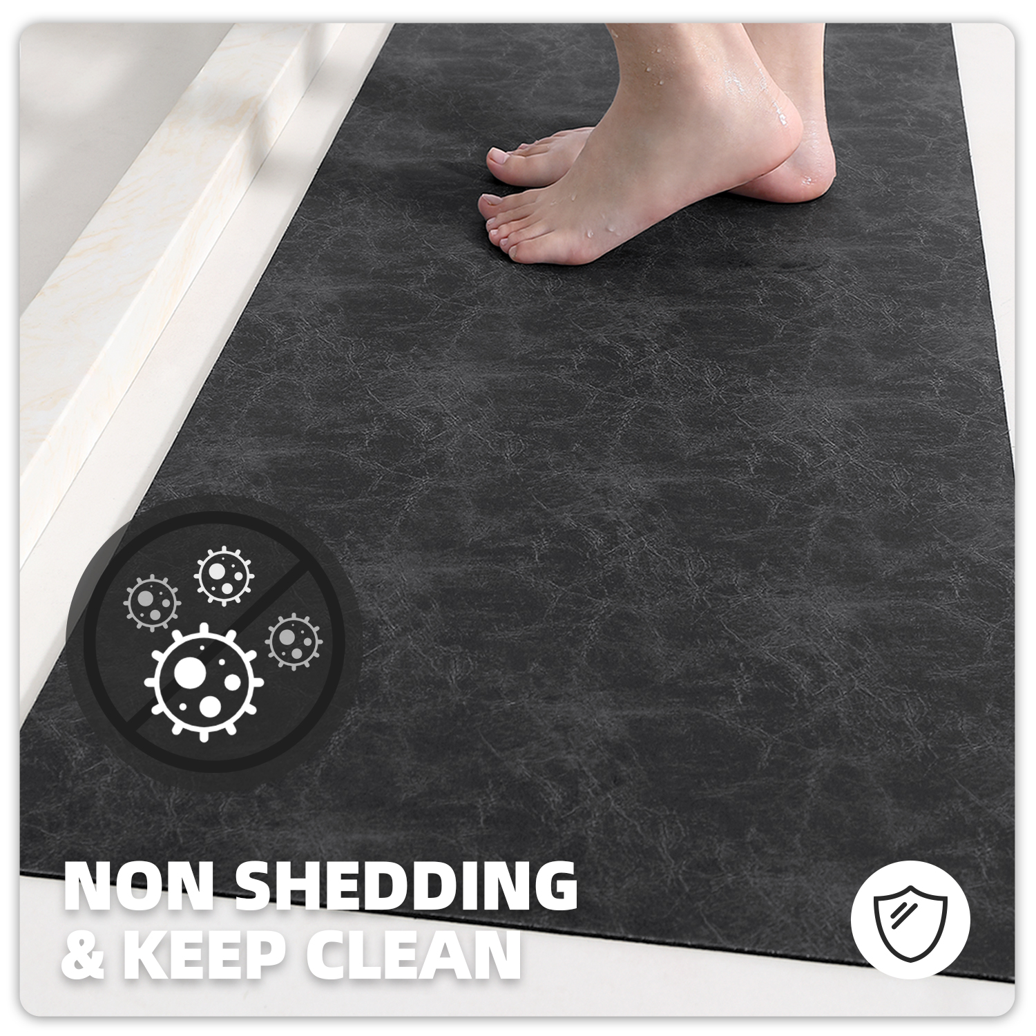 PABUBE Quick Dry Bath Mat, Non Slips Bathroom Rug Ultra Thin, Super Absorbent Shower Floor Mat Fast Drying, Easy Clean Bath Mat for Bathroom, Tub