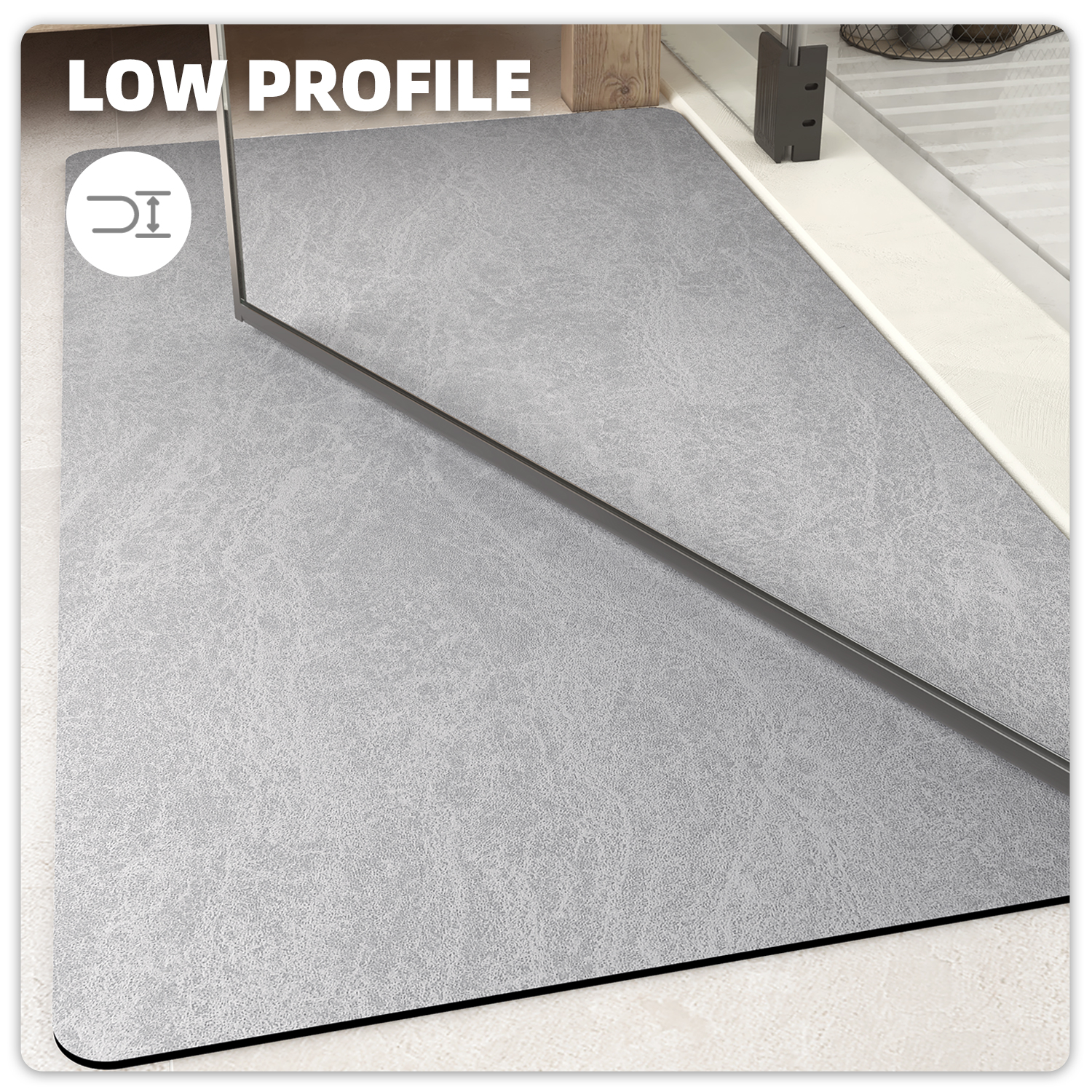 PABUBE Quick Dry Bath Mat, Non Slips Bathroom Rug Ultra Thin, Super Absorbent Shower Floor Mat Fast Drying, Easy Clean Bath Mat for Bathroom, Tub