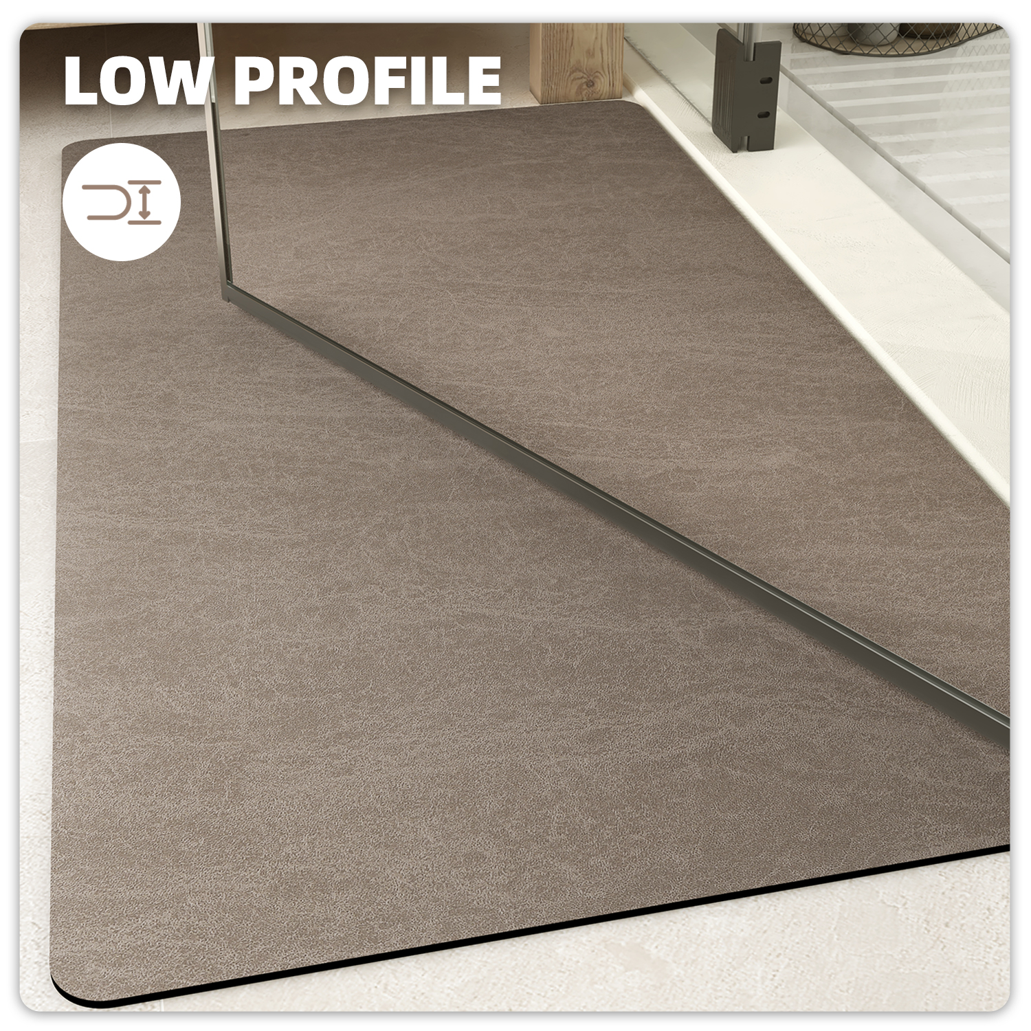 PABUBE Quick Dry Bath Mat, Non Slips Bathroom Rug Ultra Thin, Super Absorbent Shower Floor Mat Fast Drying, Easy Clean Bath Mat for Bathroom, Tub