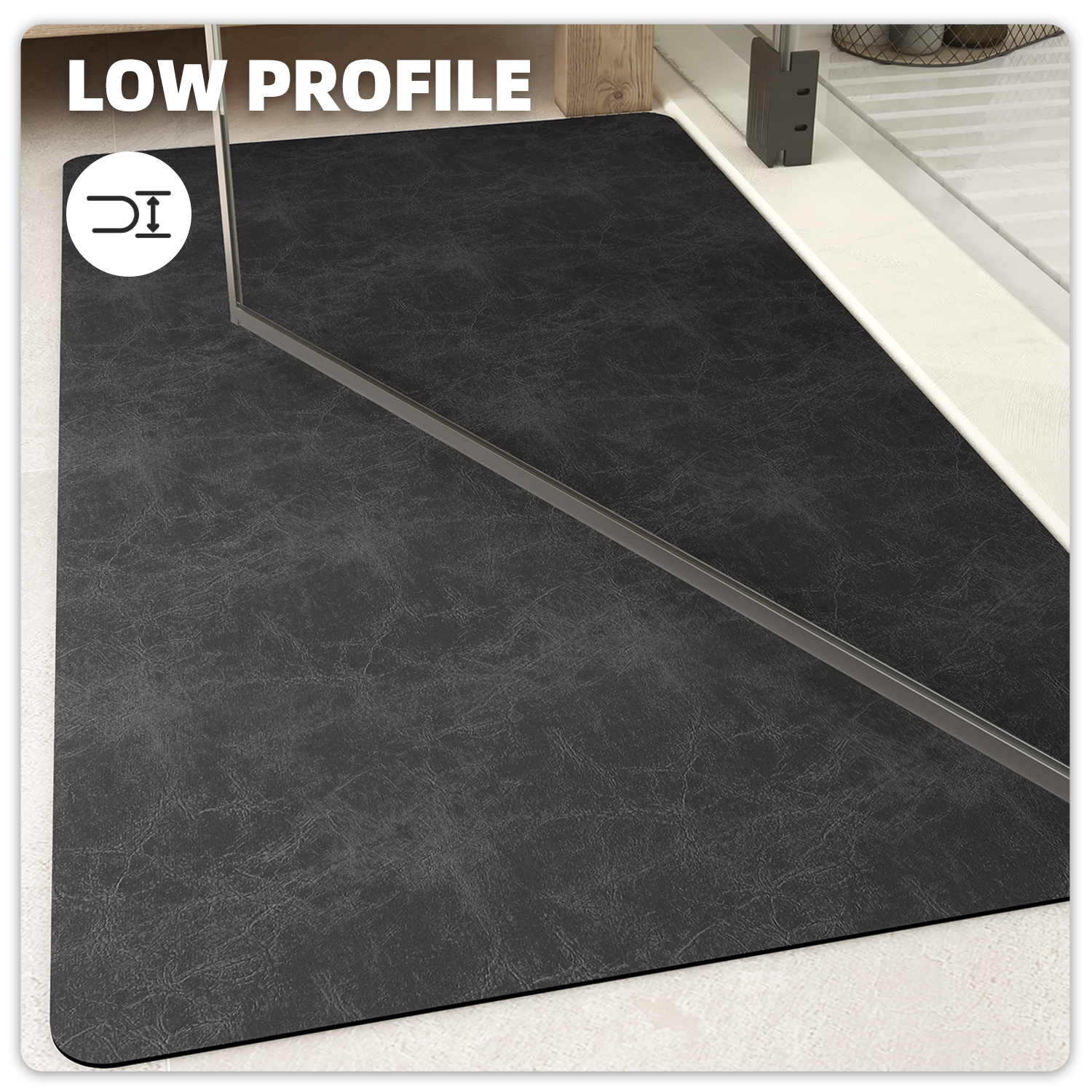 PABUBE Quick Dry Bath Mat, Non Slips Bathroom Rug Ultra Thin, Super Absorbent Shower Floor Mat Fast Drying, Easy Clean Bath Mat for Bathroom, Tub