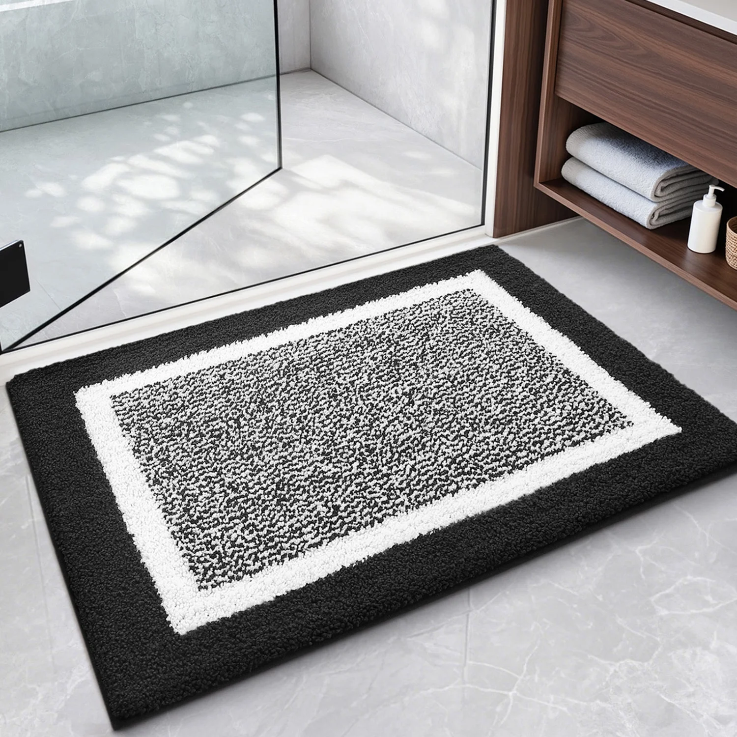 PABUBE Bathroom Rug, Soft Absorbent Bathroom Mat and Bath Mat, Premium Microfiber Shag Bath Rug Machine Washable