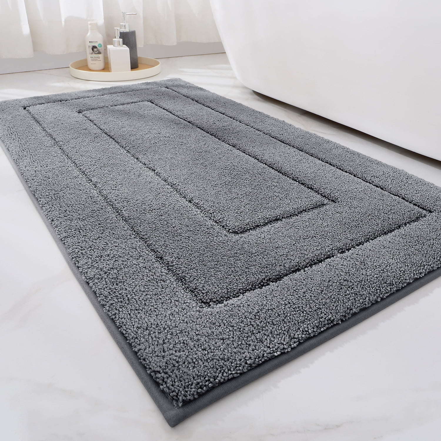 OEAKAY Bathroom Rug, Ultra Soft Absorbent Bath Rug for Bathroom, Premium Microfiber Shag Bath Mat, Non-Slip Bath Rug Machine Washable