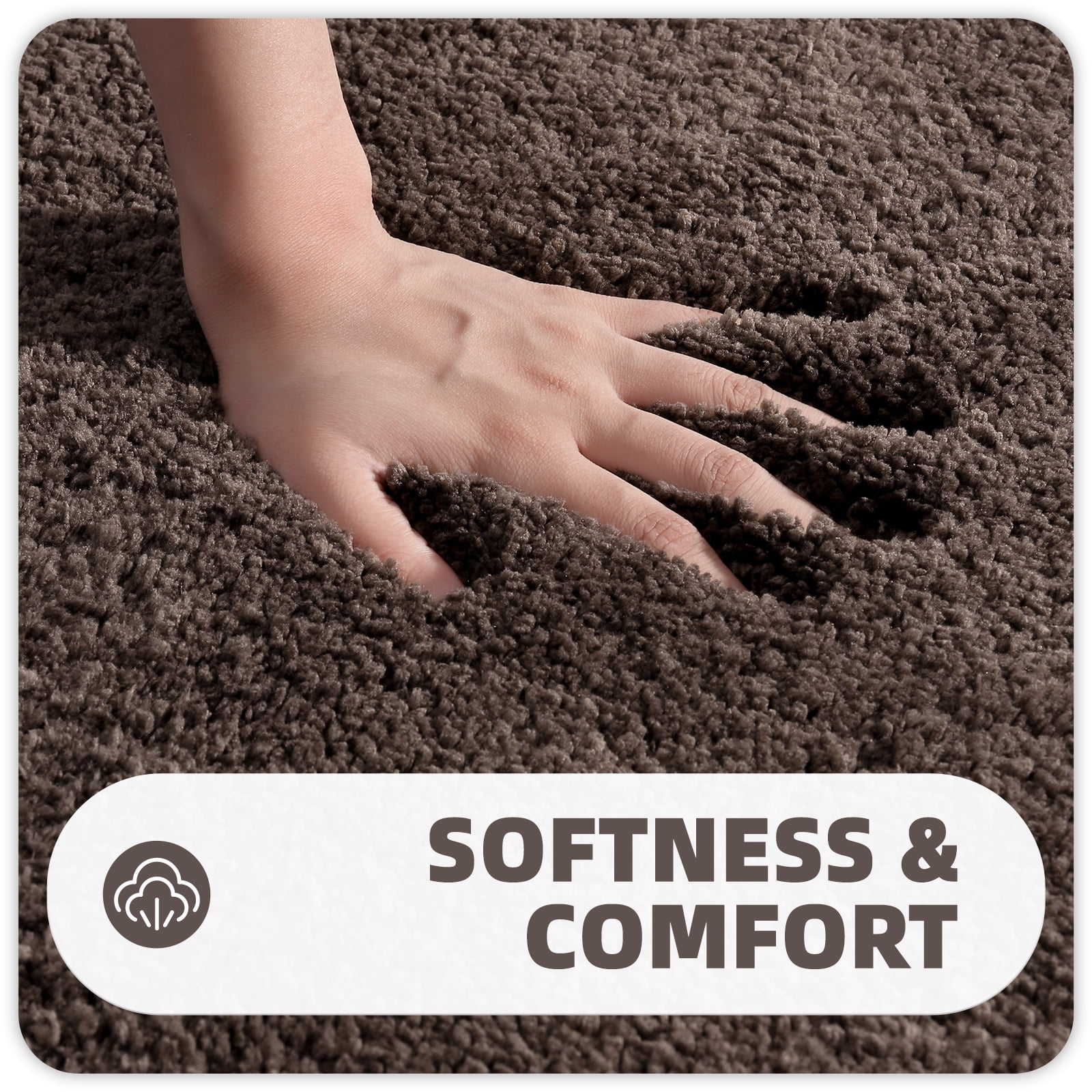 PABUBE Bathroom Rug Non-Slip Bathroom Mat Shag Bath Rugs Microfiber, Absorbent Bath Mat, Machine Washable,17"x24",White