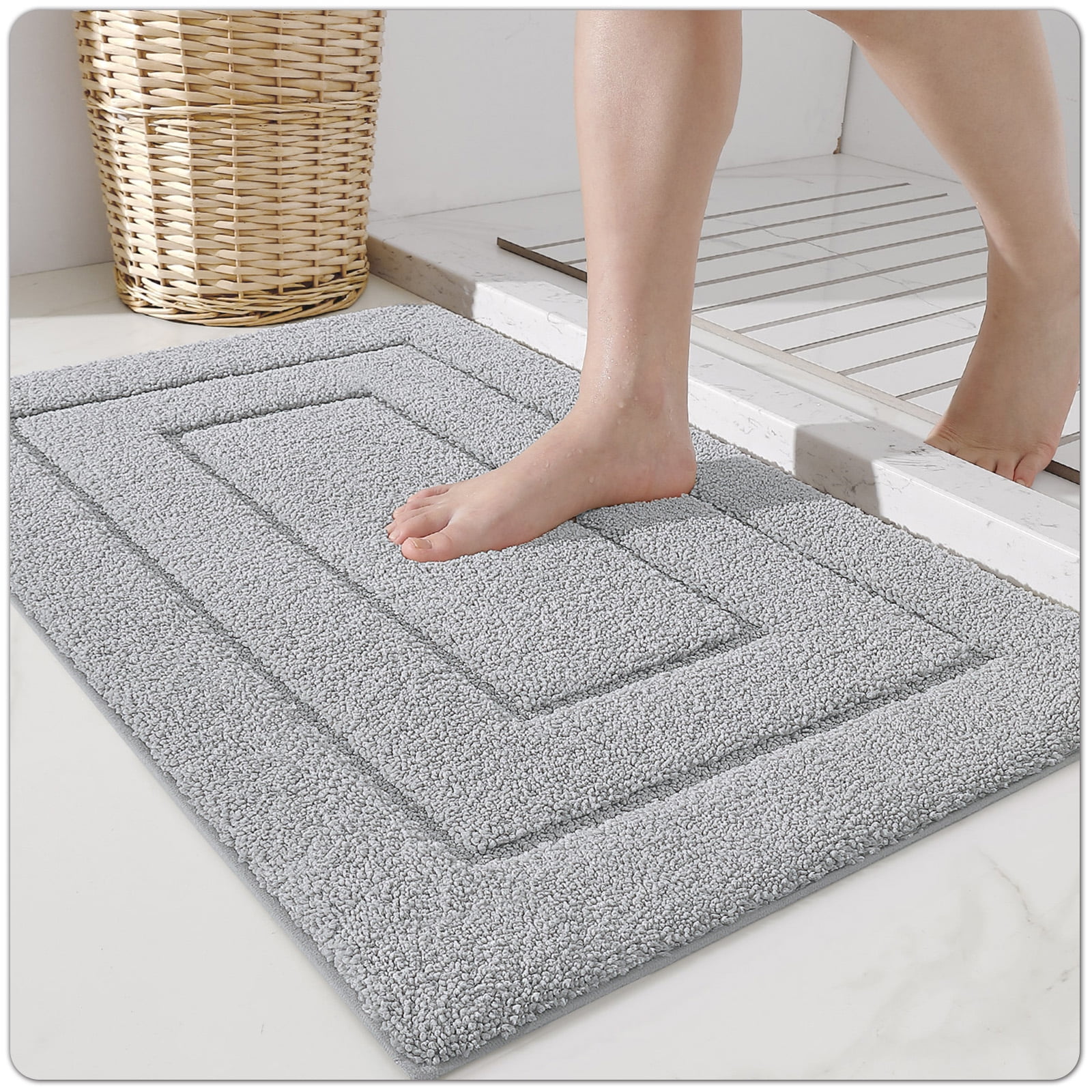 OEAKAY Bathroom Rug, Ultra Soft Absorbent Bath Rug for Bathroom, Premium Microfiber Shag Bath Mat, Non-Slip Bath Rug Machine Washable