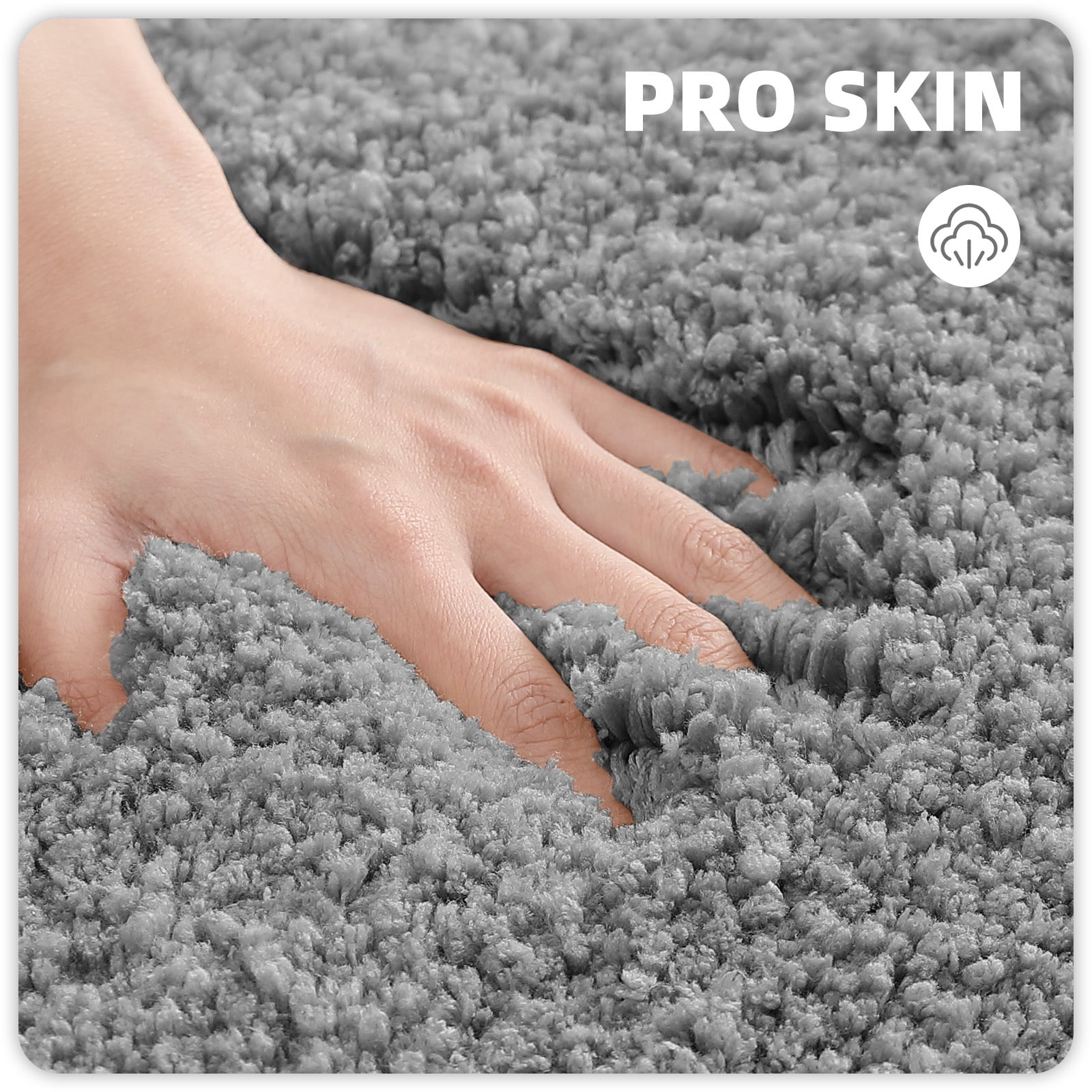 PABUBE Bathroom Rug Non-Slip Bathroom Mat Shag Bath Rugs Microfiber, Absorbent Bath Mat, Machine Washable,17"x24",White