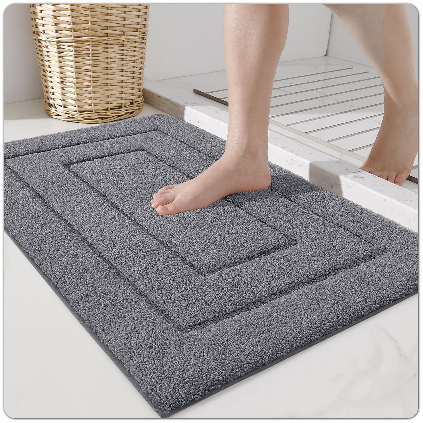 OEAKAY Bathroom Rug, Ultra Soft Absorbent Bath Rug for Bathroom, Premium Microfiber Shag Bath Mat, Non-Slip Bath Rug Machine Washable
