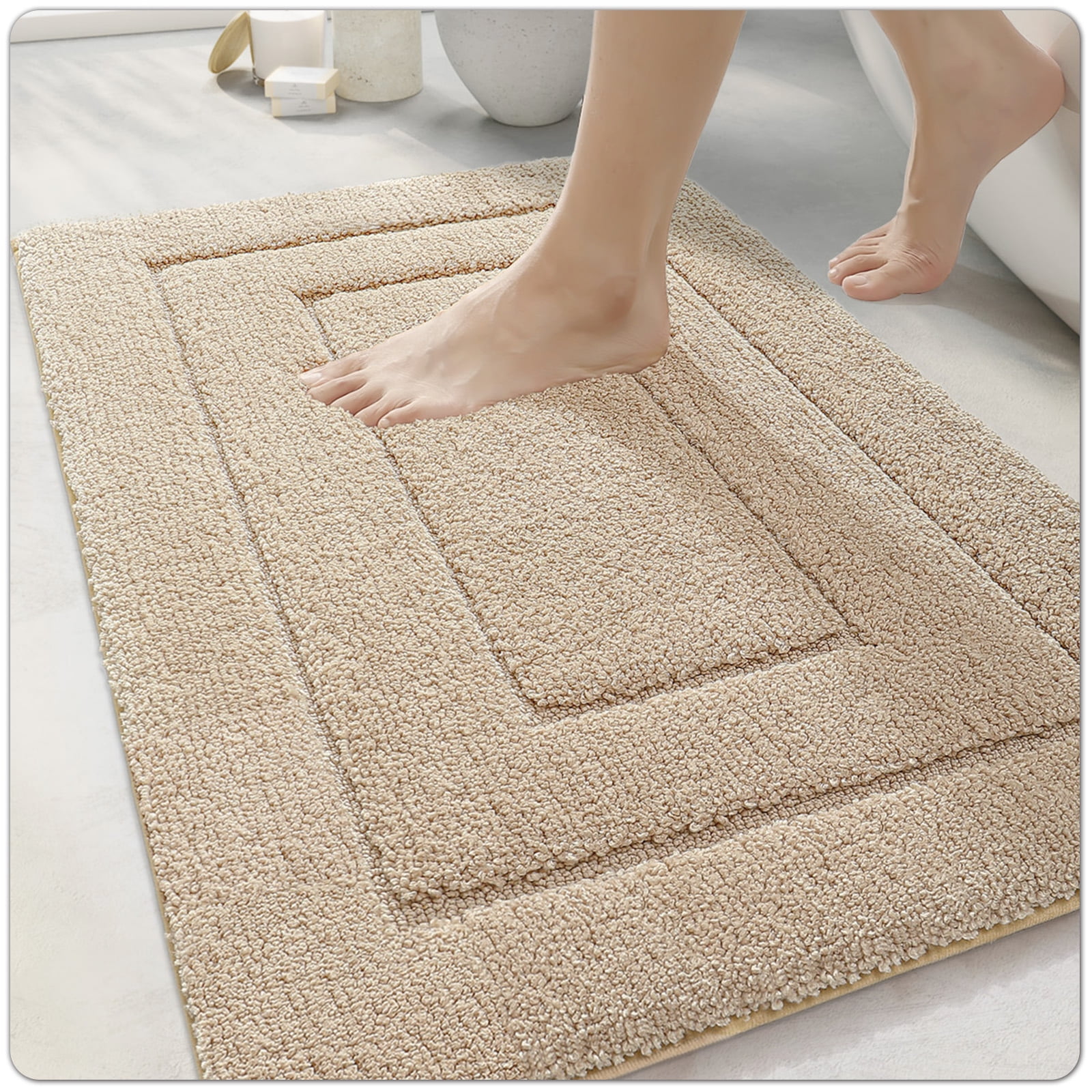 OEAKAY Bathroom Rug, Ultra Soft Absorbent Bath Rug for Bathroom, Premium Microfiber Shag Bath Mat, Non-Slip Bath Rug Machine Washable