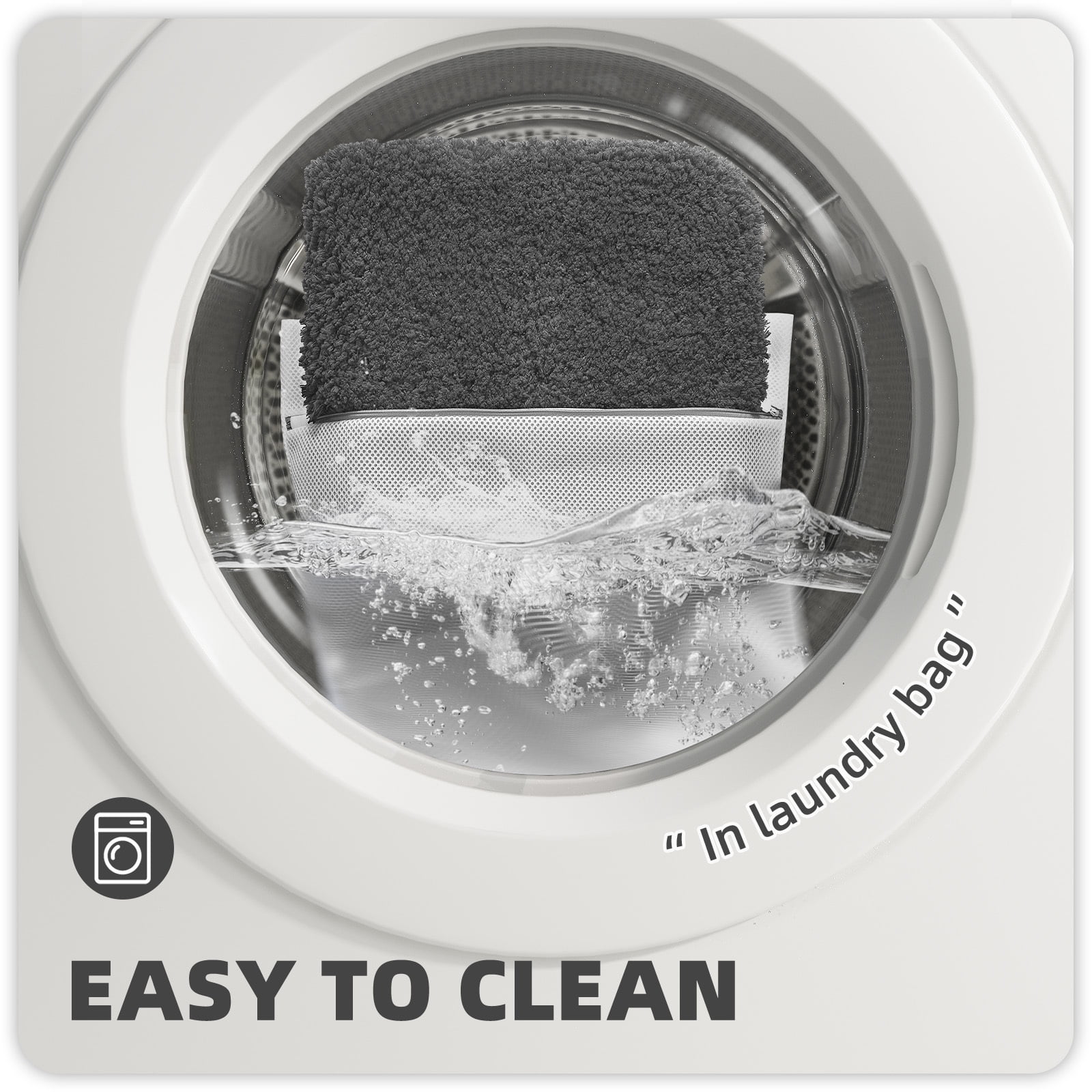 PABUBE Bathroom Rug Non-Slip Bathroom Mat Shag Bath Rugs Microfiber, Absorbent Bath Mat, Machine Washable,17"x24",White