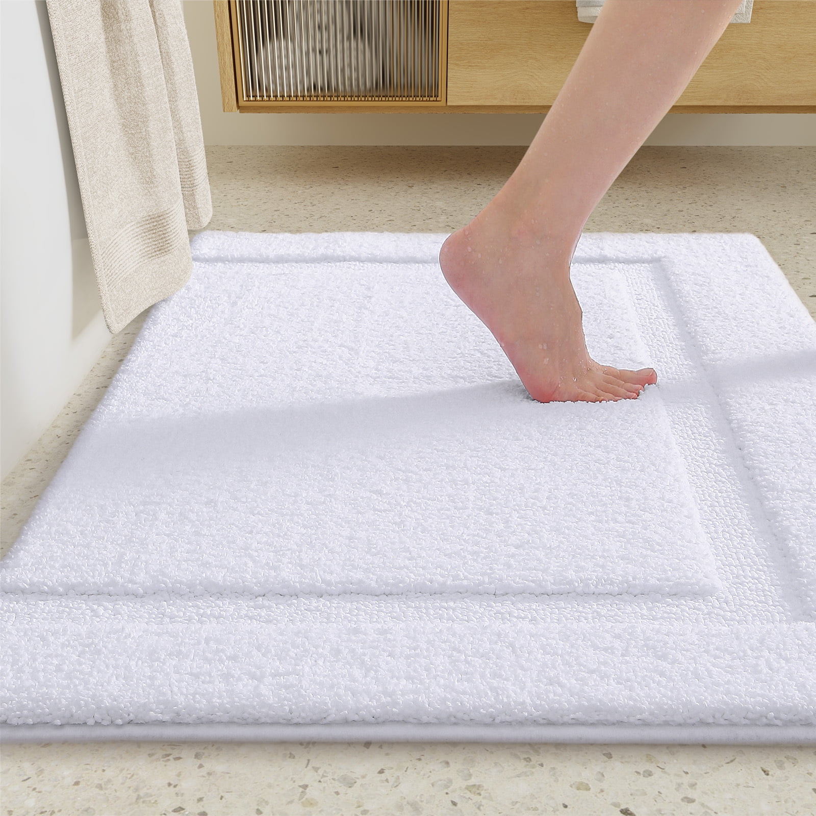 PABUBE Bathroom Rug and Mat,Non-Slip Bathroom Mat Washable,Soft Microfiber Absorbent Bath Rugs for Bathroom Floor,Shag Bath Mat Fluffy,Quick Dry Bathroom Floor Mat Bath Runner