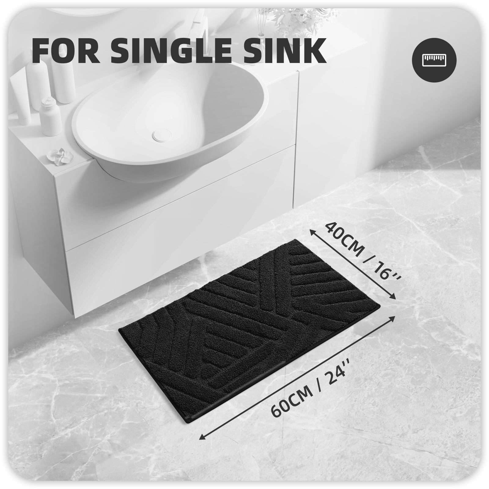 PABUBE Bathroom Rug, Soft Absorbent Bathroom Mat, Non Slip Shag Bath Rug, Machine Washable Bath Mat