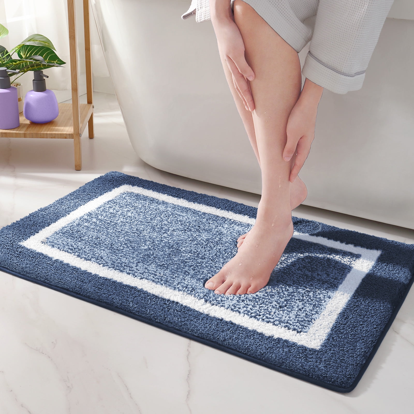 PABUBE Bathroom Rug, Soft Absorbent Bathroom Mat and Bath Mat, Premium Microfiber Shag Bath Rug Machine Washable