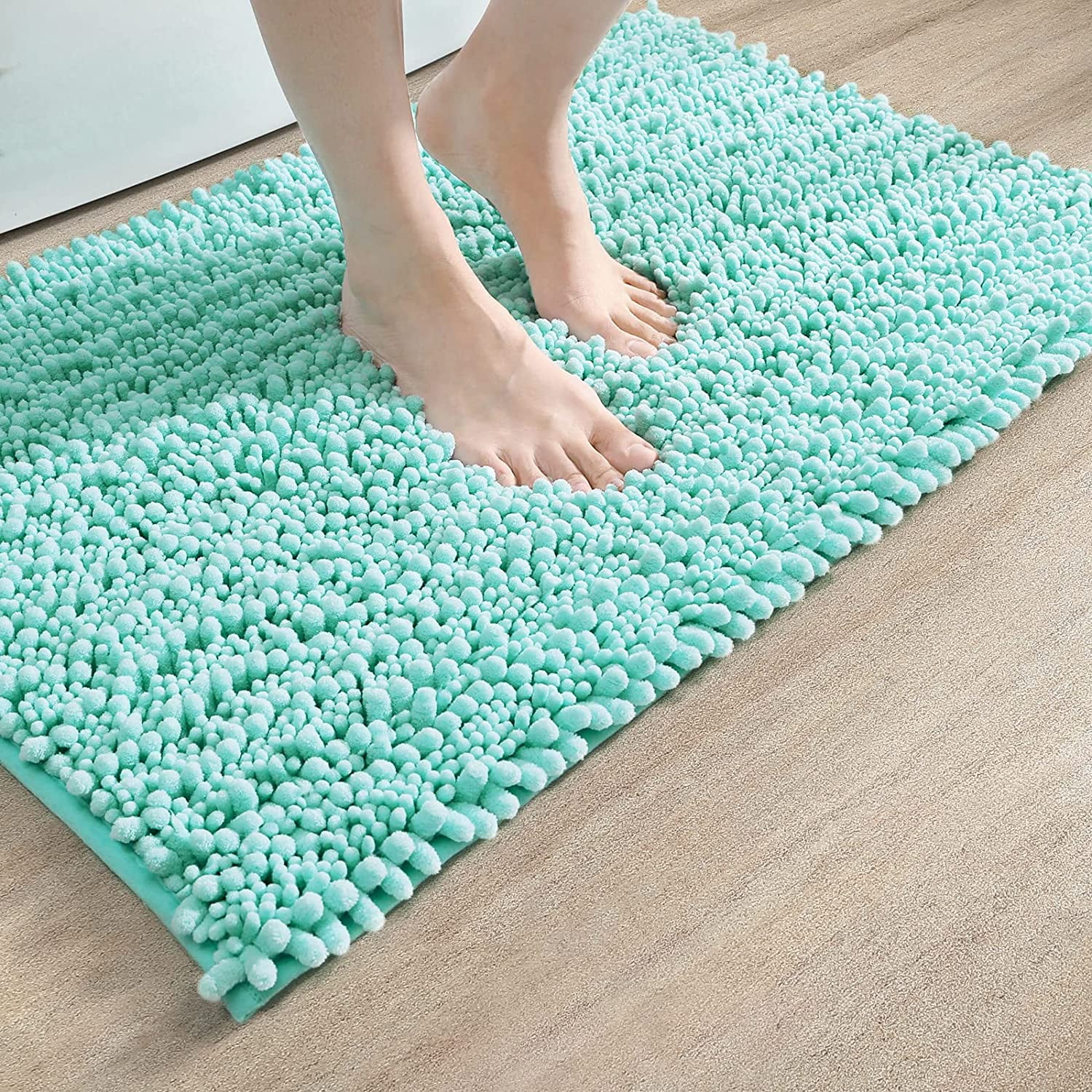 OEAKAY Soft Chenille Bath Mat Bathroom Rug,Non Slip Absorbent Shower Mats,Washable Shaggy Bathtub Bath Rugs Room Entryway