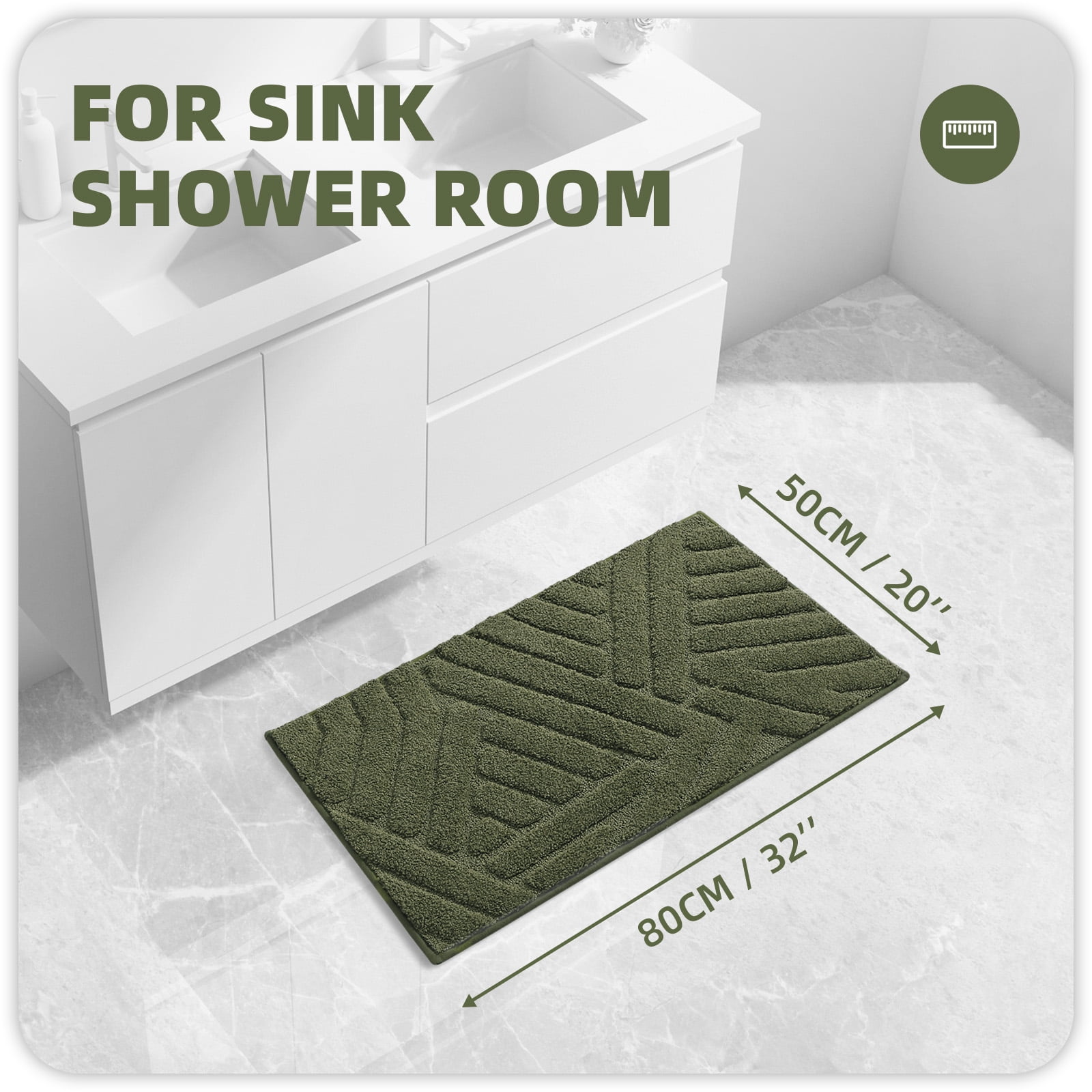 PABUBE Bathroom Rug, Soft Absorbent Bathroom Mat, Non Slip Shag Bath Rug, Machine Washable Bath Mat