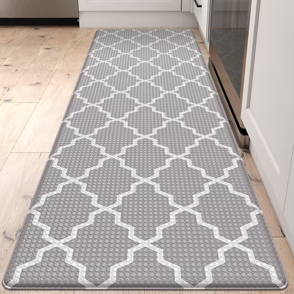 OEAKAY Kitchen Rugs and Mats 2 Piece Set,Anti Fatigue Runner Rug Waterproof Memory Rug Cushioned Standing Mat.