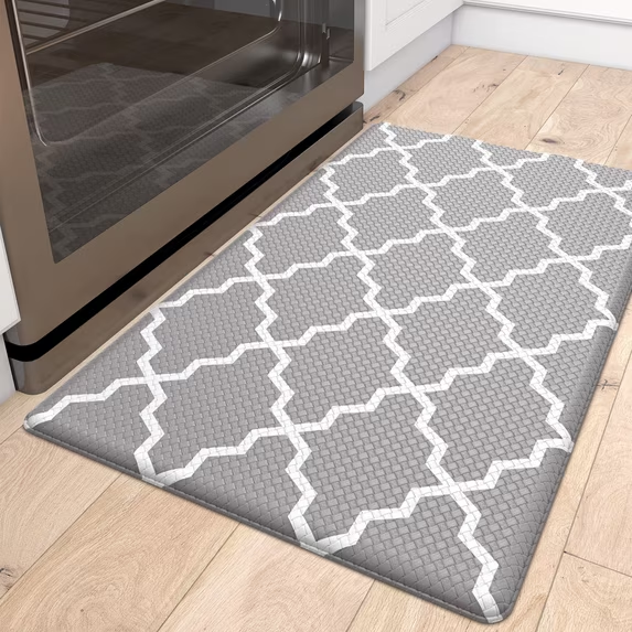 OEAKAY Kitchen Rugs and Mats 2 Piece Set,Anti Fatigue Runner Rug Waterproof Memory Rug Cushioned Standing Mat.