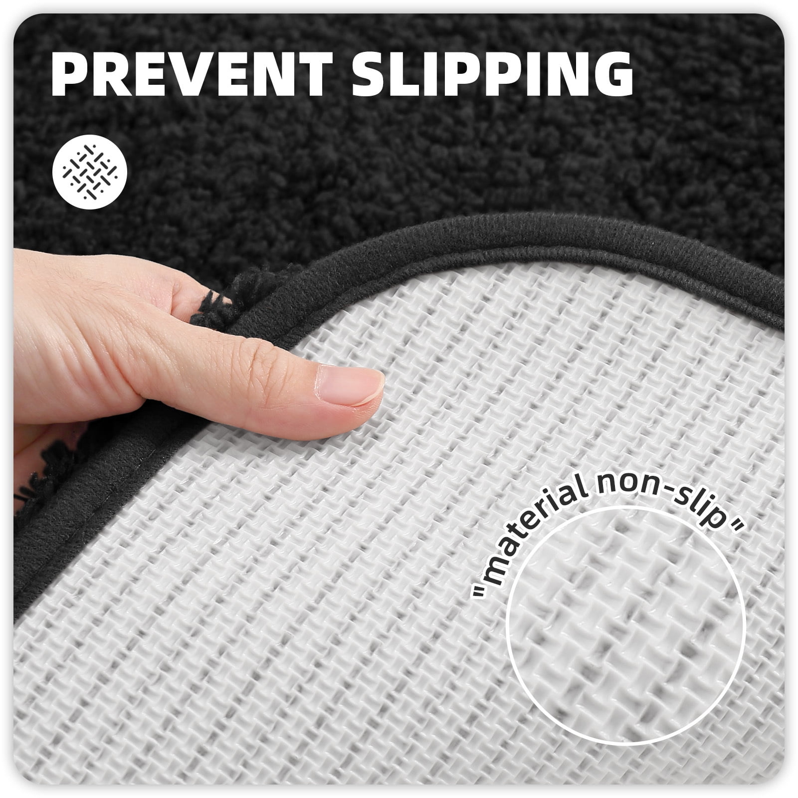 PABUBE Bathroom Rug Non-Slip Bathroom Mat Shag Bath Rugs Microfiber, Absorbent Bath Mat, Machine Washable,17"x24",White