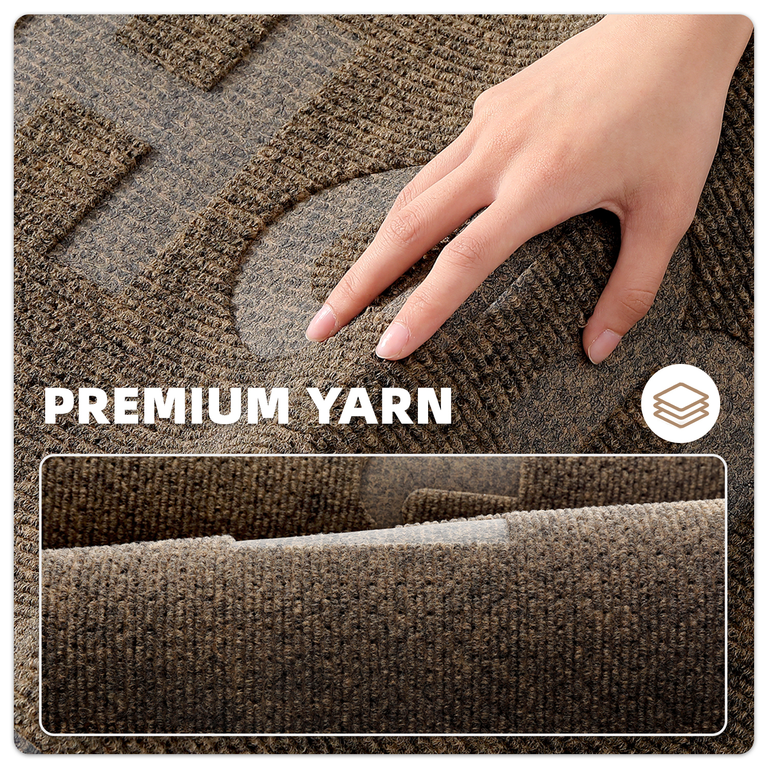 PABUBE Outdoor Mat Non Slip Heavy Duty Doormat Welcome Mats for Outside Low Profile Front Dirt Trapper Door Mat for Outdoor Decor with Rubber Backing