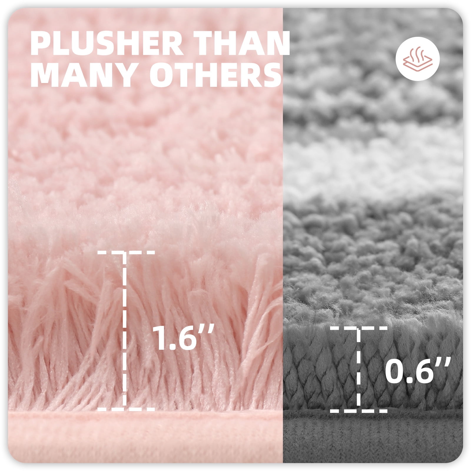 PABUBE Bathroom Rug Non-Slip Bathroom Mat Shag Bath Rugs Microfiber, Absorbent Bath Mat, Machine Washable,17"x24",White