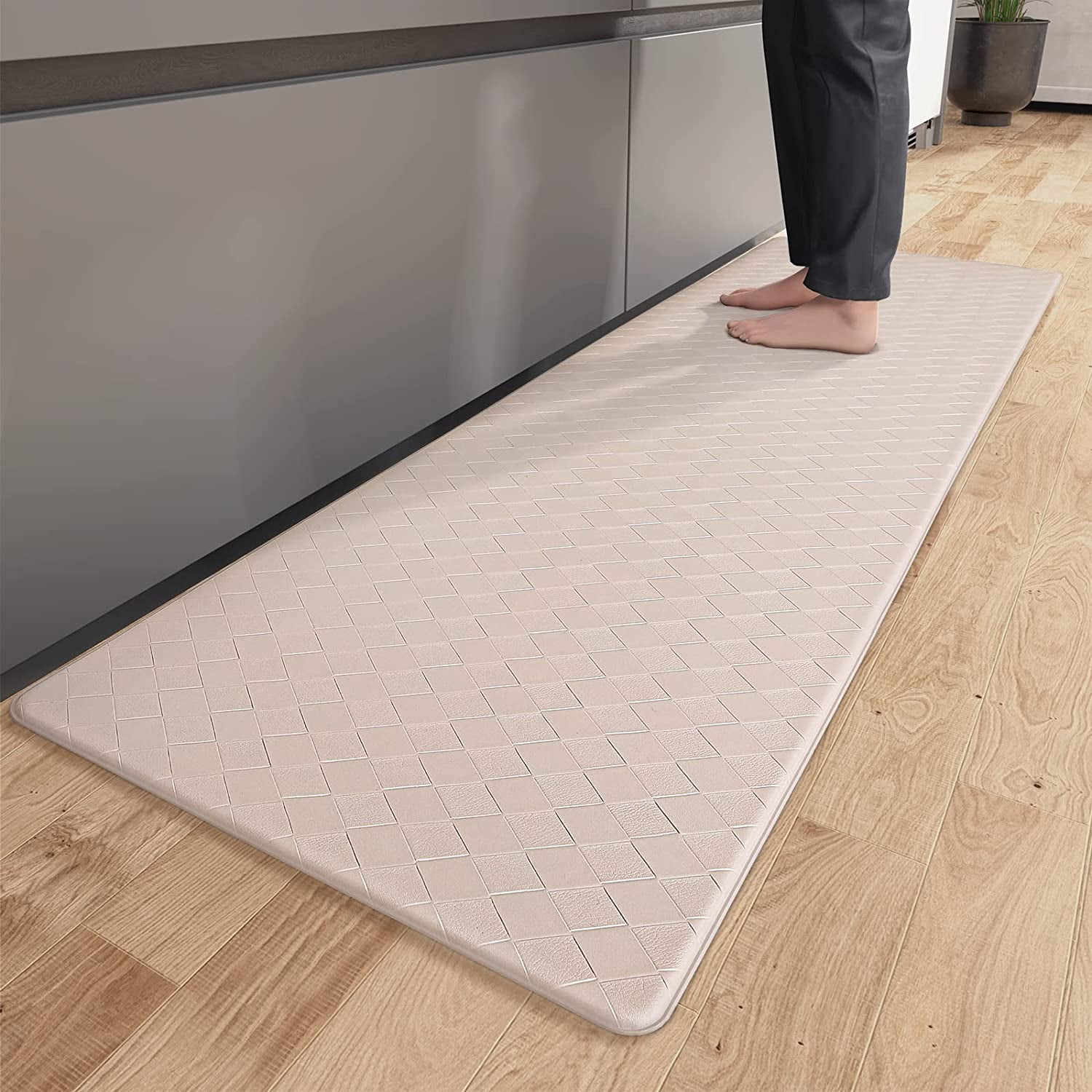 PABUBE Kitchen Mat Cushioned Anti Fatigue Kitchen Rugs Waterproof Non-Slip Comfort Standing Mat for Kitchen, Floor, Office, Sink, Black