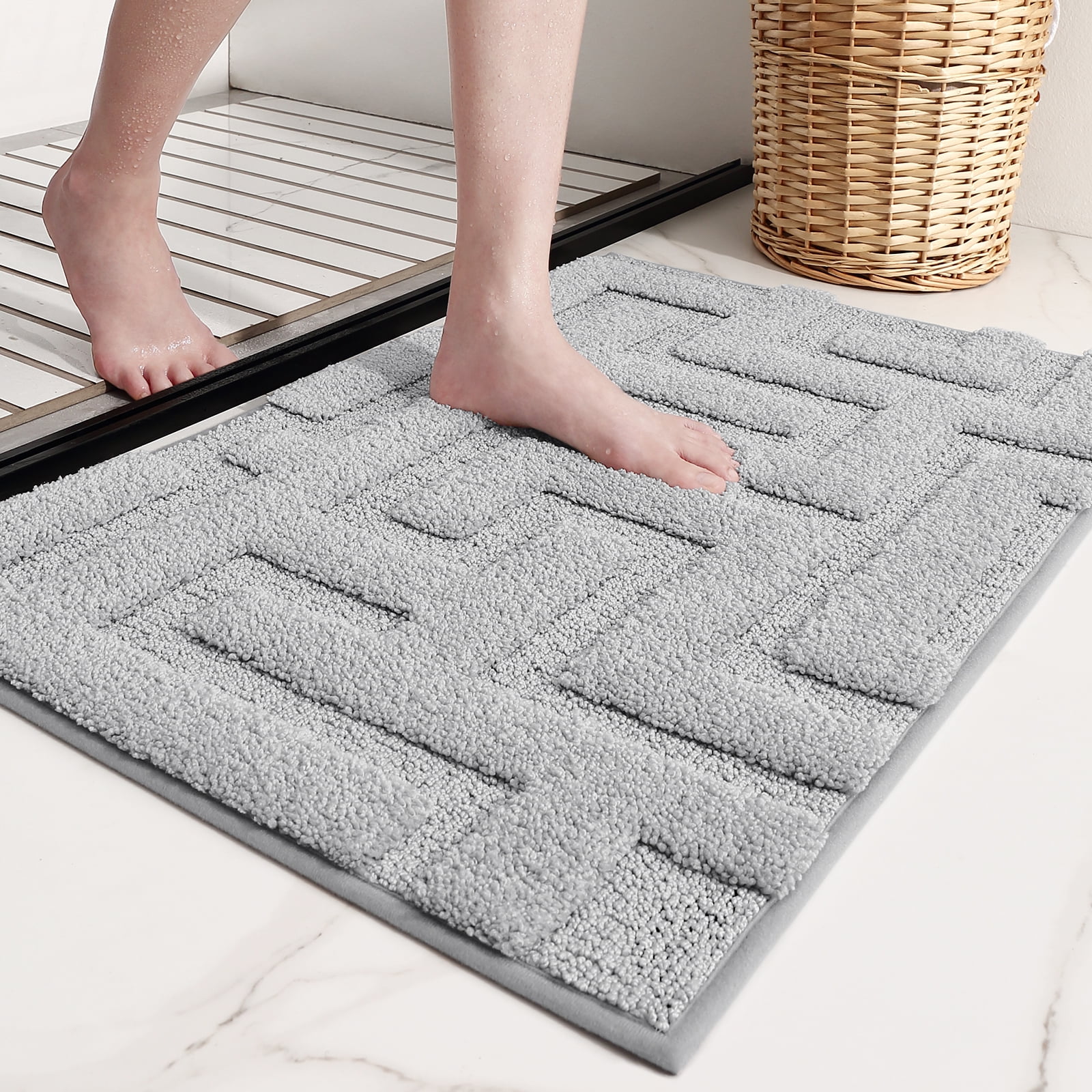 PABUBE Bathroom Rug Absorbent Bath Mat Bathroom Mat Ultra Soft Bath Rug for Bathroom Floor Non-slip Bathroom Floor Mat Machine Washable