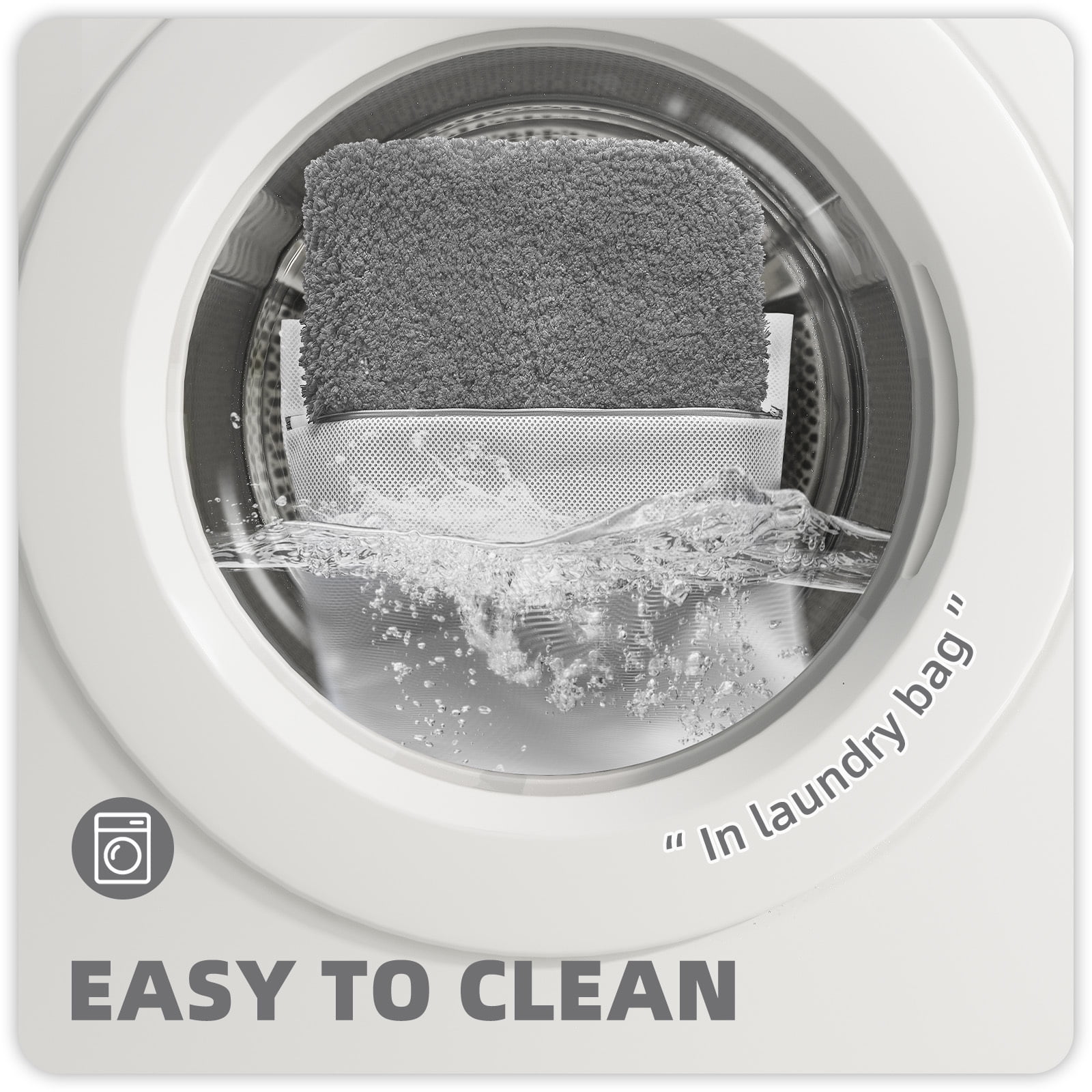 PABUBE Bathroom Rug Non-Slip Bathroom Mat Shag Bath Rugs Microfiber, Absorbent Bath Mat, Machine Washable,17"x24",White