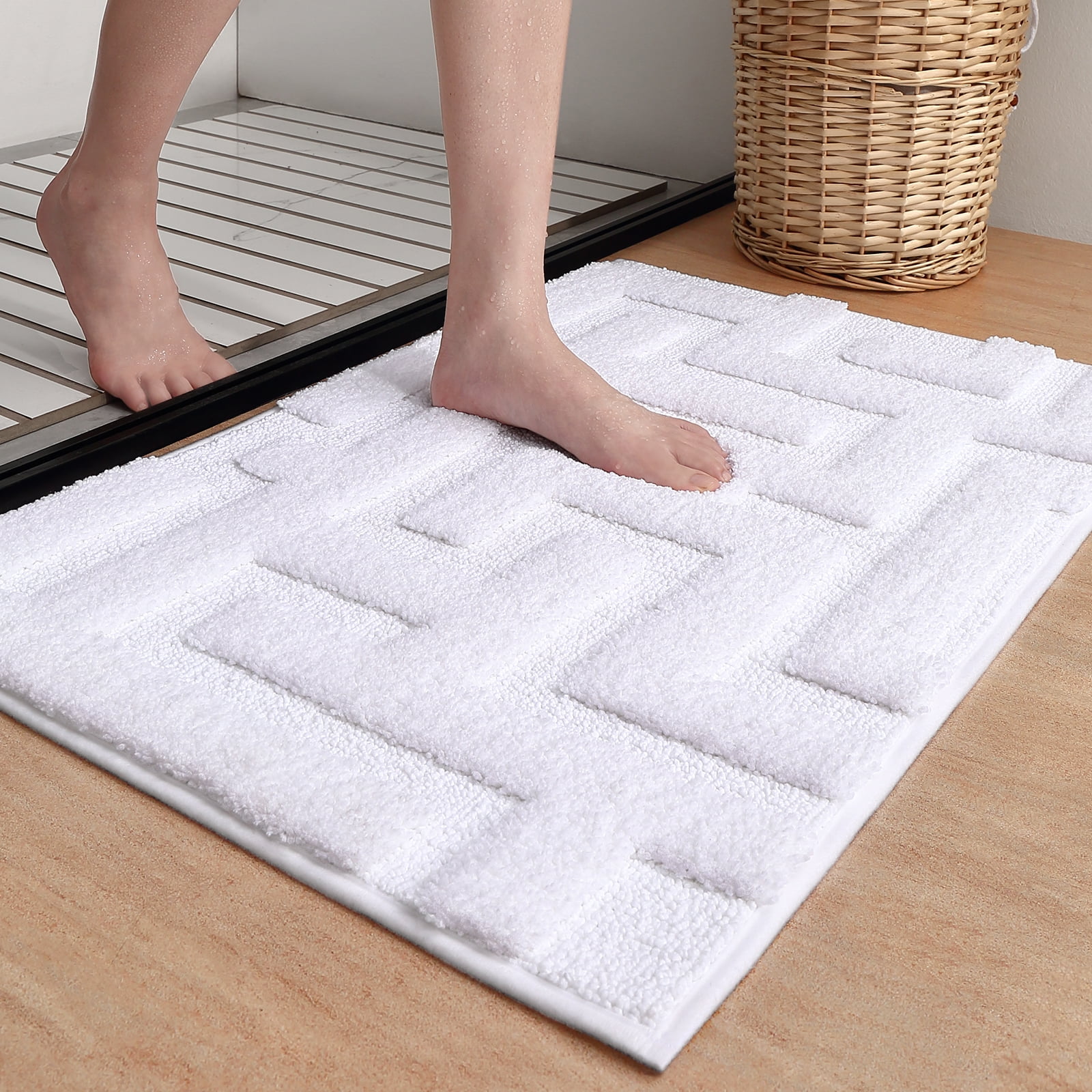 PABUBE Bathroom Rug Absorbent Bath Mat Bathroom Mat Ultra Soft Bath Rug for Bathroom Floor Non-slip Bathroom Floor Mat Machine Washable