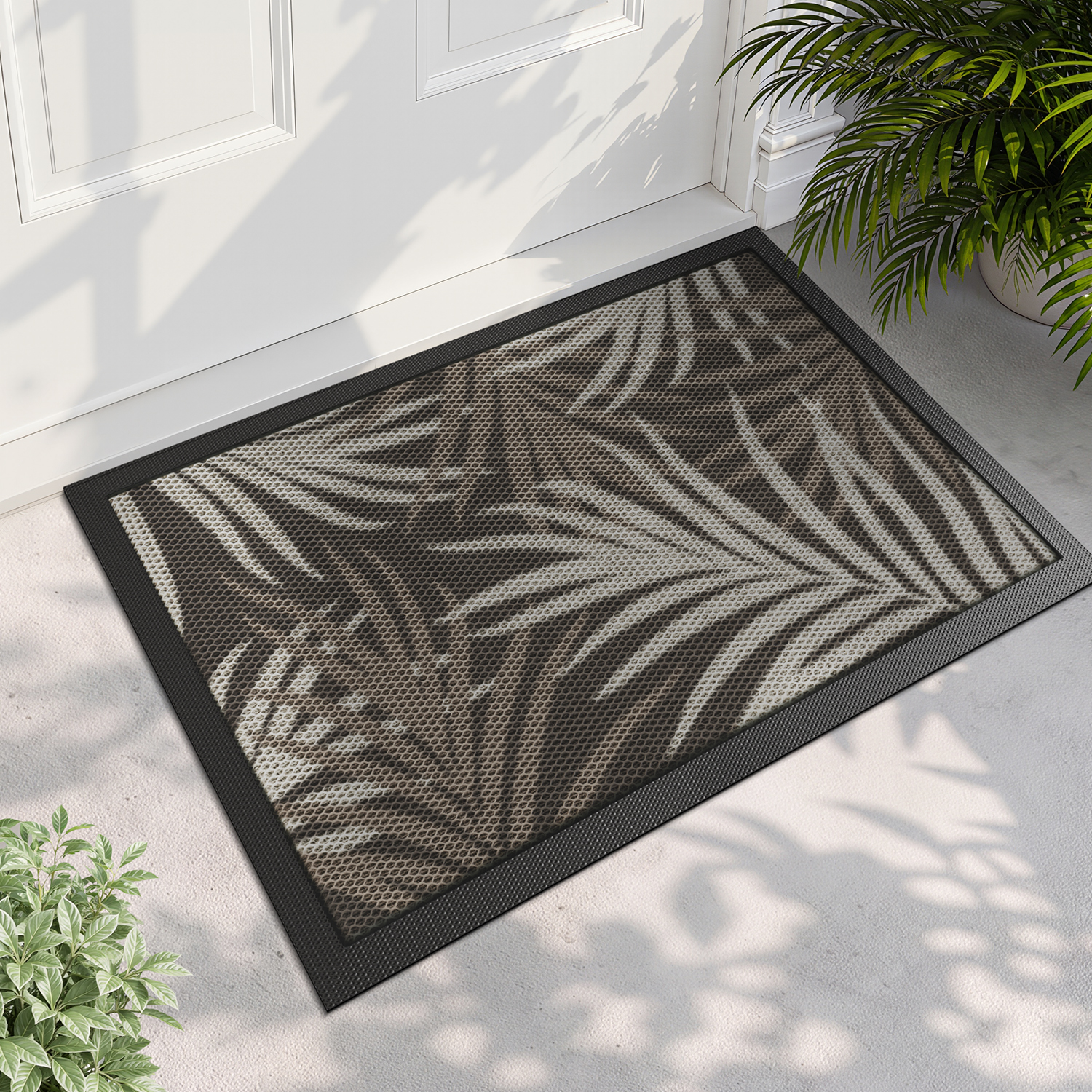 PABUBE Outdoor Doormat, Heavy Duty Non-Slip Spring Welcome Mat, Low Pile & Dirt Trapper Front Door Mat Outside, Colorful Floral Patio Outdoor Mat for Front Doors, 17" x 30"