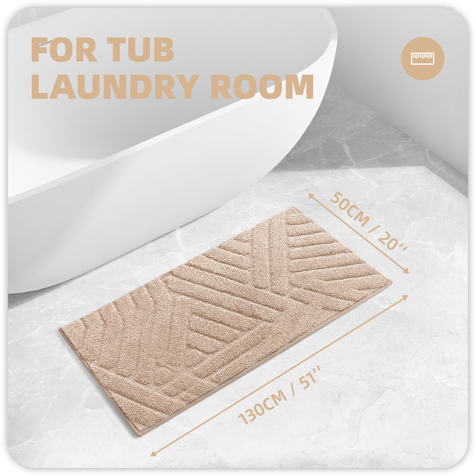 PABUBE Bathroom Rug, Soft Absorbent Bathroom Mat, Non Slip Shag Bath Rug, Machine Washable Bath Mat