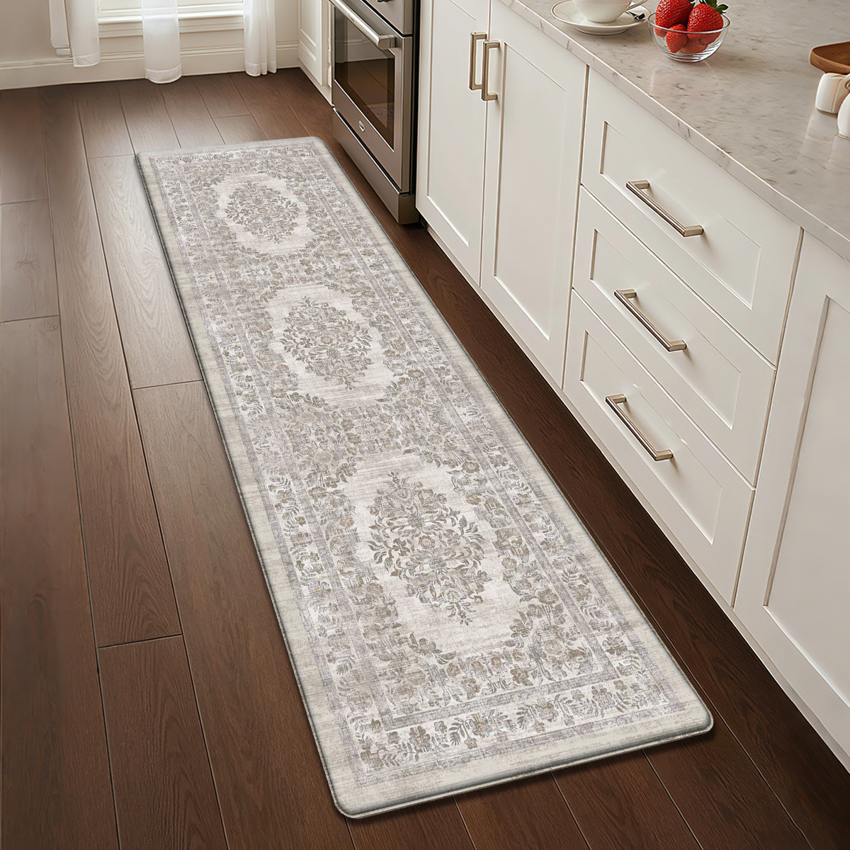 PABUBE Kitchen Mat 24"x59", Waterproof & Oil Proof Kitchen Rug, Persian Vintage Decor, 0.4" Thick Cushioned Anti Fatigue Kitchen Mat for Floor, Easy Clean, Non-Slip Kitchen Floor Mat