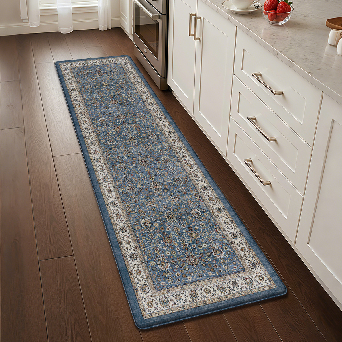 PABUBE Kitchen Rug 24"x59", Anti Fatigue Kitchen Mat for Floor, Persian Vintage Decor, Easy Clean, Waterproof & Oil Proof Kitchen Mat, Non-Slip 0.4" Thick Cushioned Kitchen Floor Mat