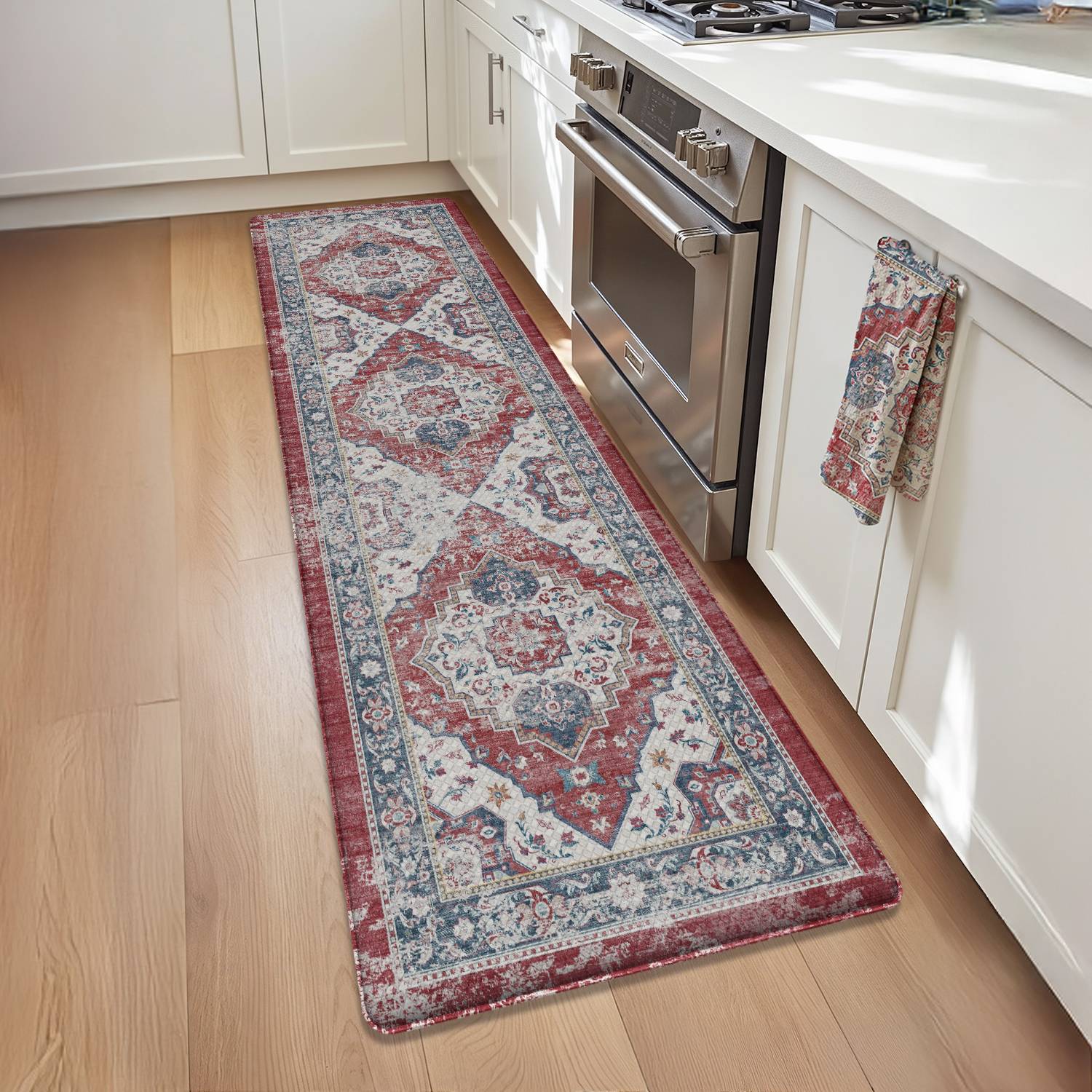 OEAKAY Anti Fatigue Kitchen Mat, Ergonomic Cushioned & Waterproof, Extra Thick Non-Slip Backing, Easy Care Persian Design 24"x59" Kitchen Mats for Floor
