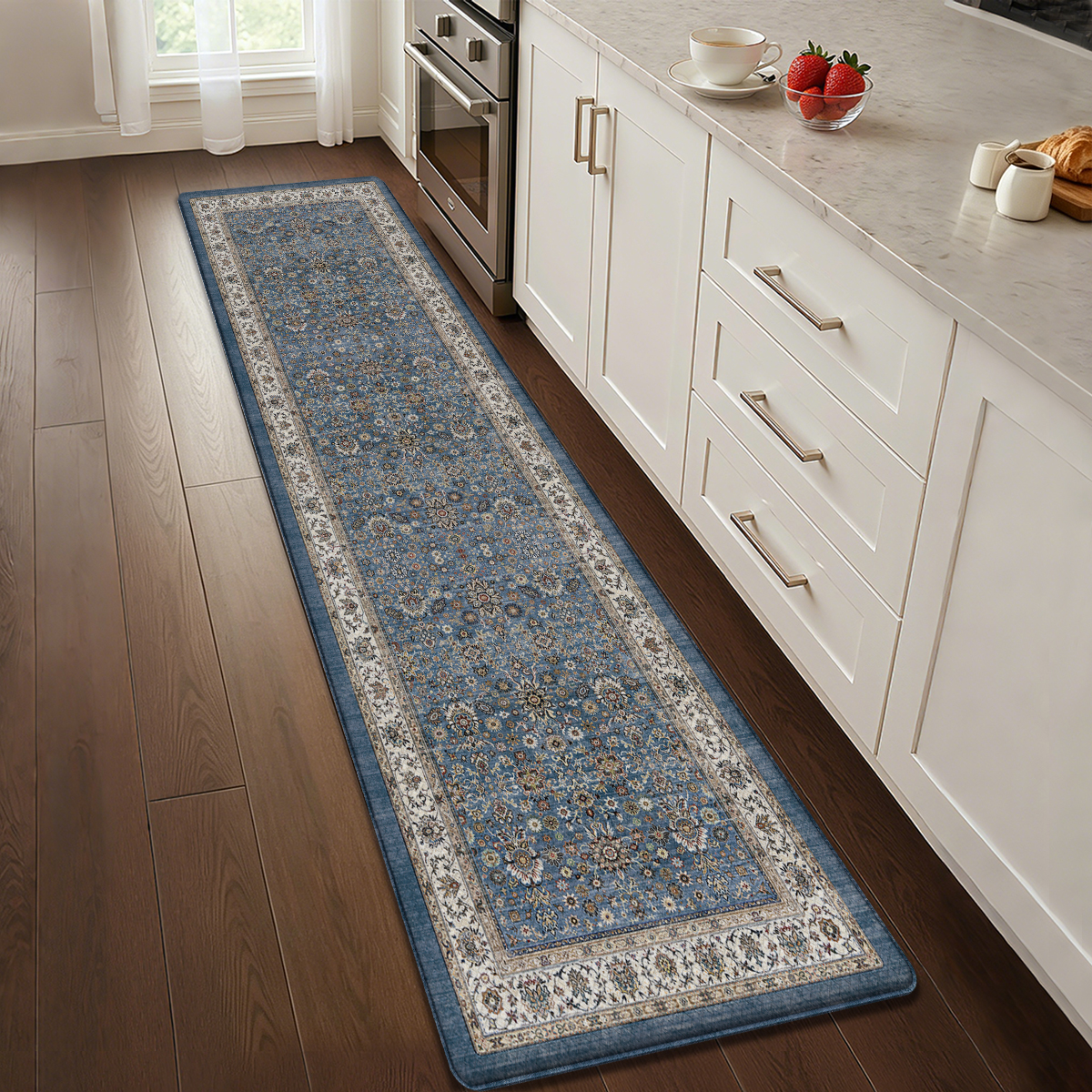 PABUBE Kitchen Rug 24"x59", Anti Fatigue Kitchen Mat for Floor, Persian Vintage Decor, Easy Clean, Waterproof & Oil Proof Kitchen Mat, Non-Slip 0.4" Thick Cushioned Kitchen Floor Mat