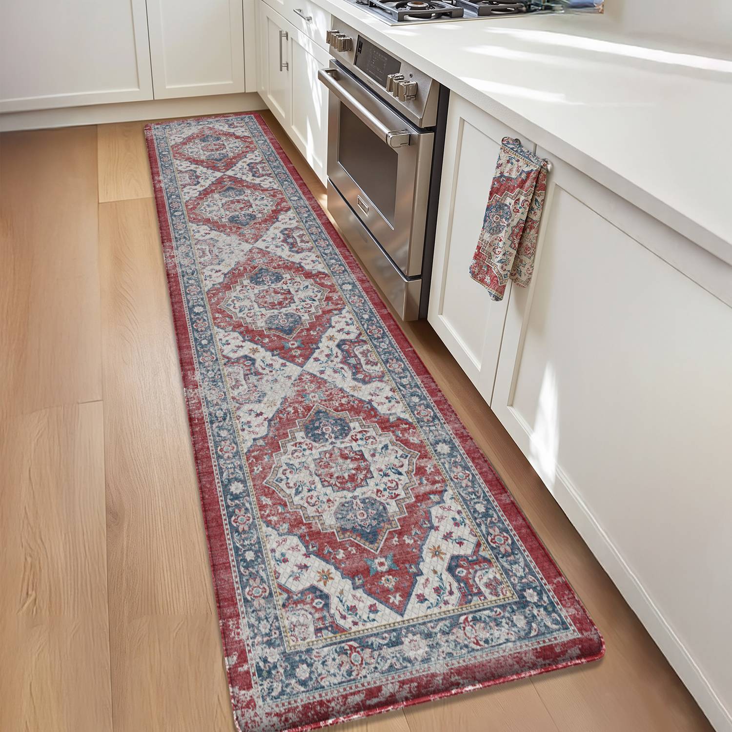 OEAKAY Anti Fatigue Kitchen Mat, Ergonomic Cushioned & Waterproof, Extra Thick Non-Slip Backing, Easy Care Persian Design 24"x59" Kitchen Mats for Floor