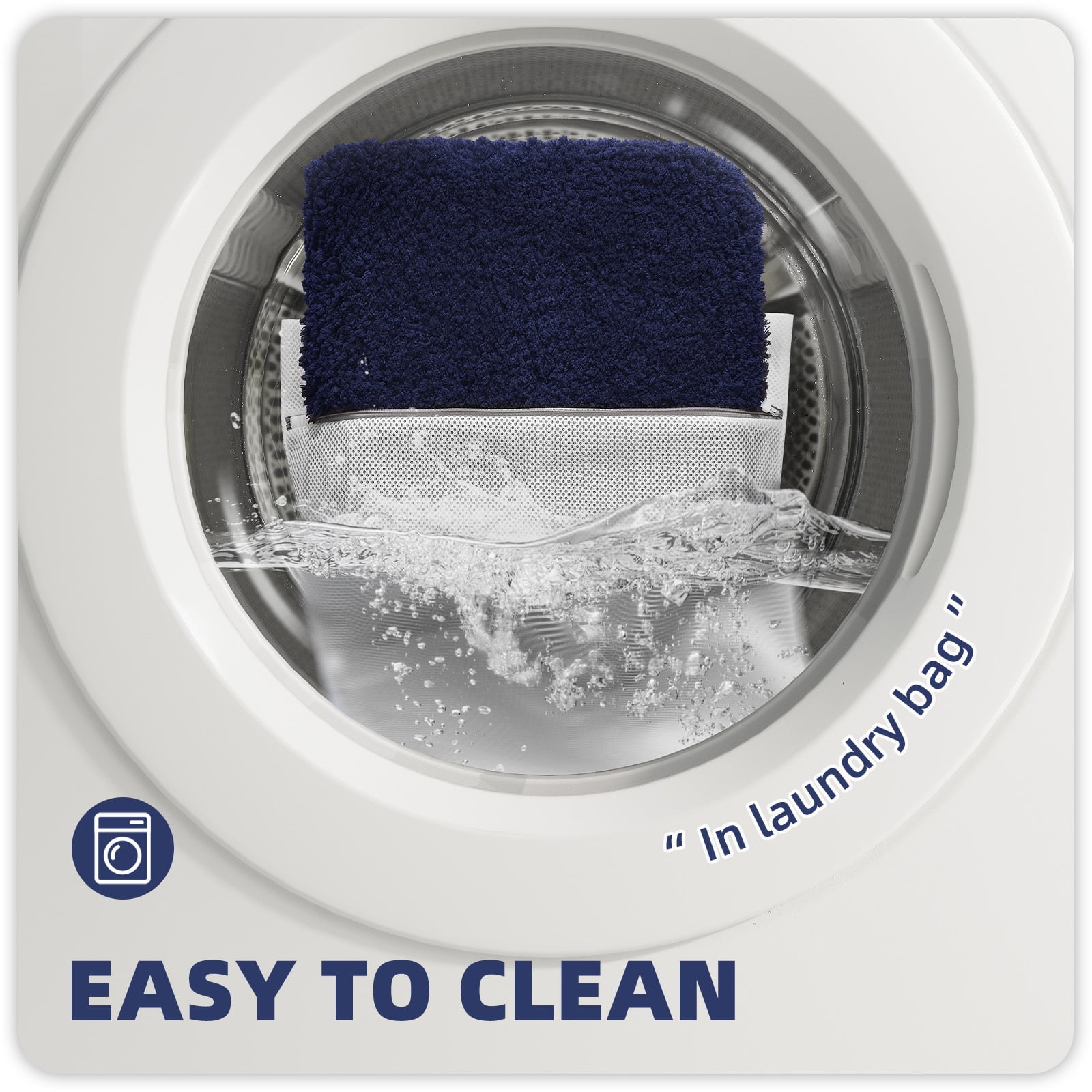 PABUBE Bathroom Rug Non-Slip Bathroom Mat Shag Bath Rugs Microfiber, Absorbent Bath Mat, Machine Washable,17"x24",White