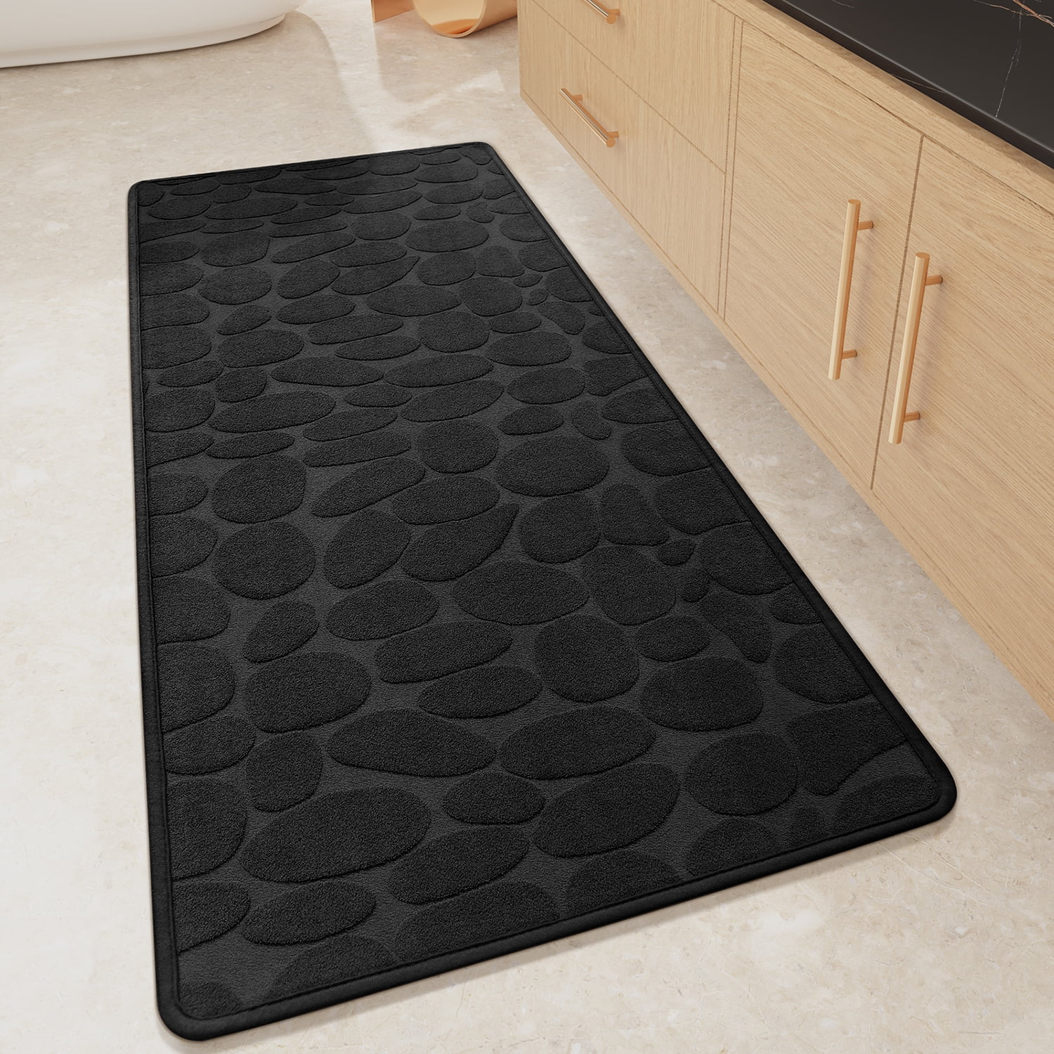 PABUBE Non Slip Bathroom Rugs, Ultra Thin Bath Mats for Bathroom Floor Fit Under Door, Super Absorbent Bath Rug with Rubber Backing, Non Shedding, Washable Bathroom Mat Shower Mat