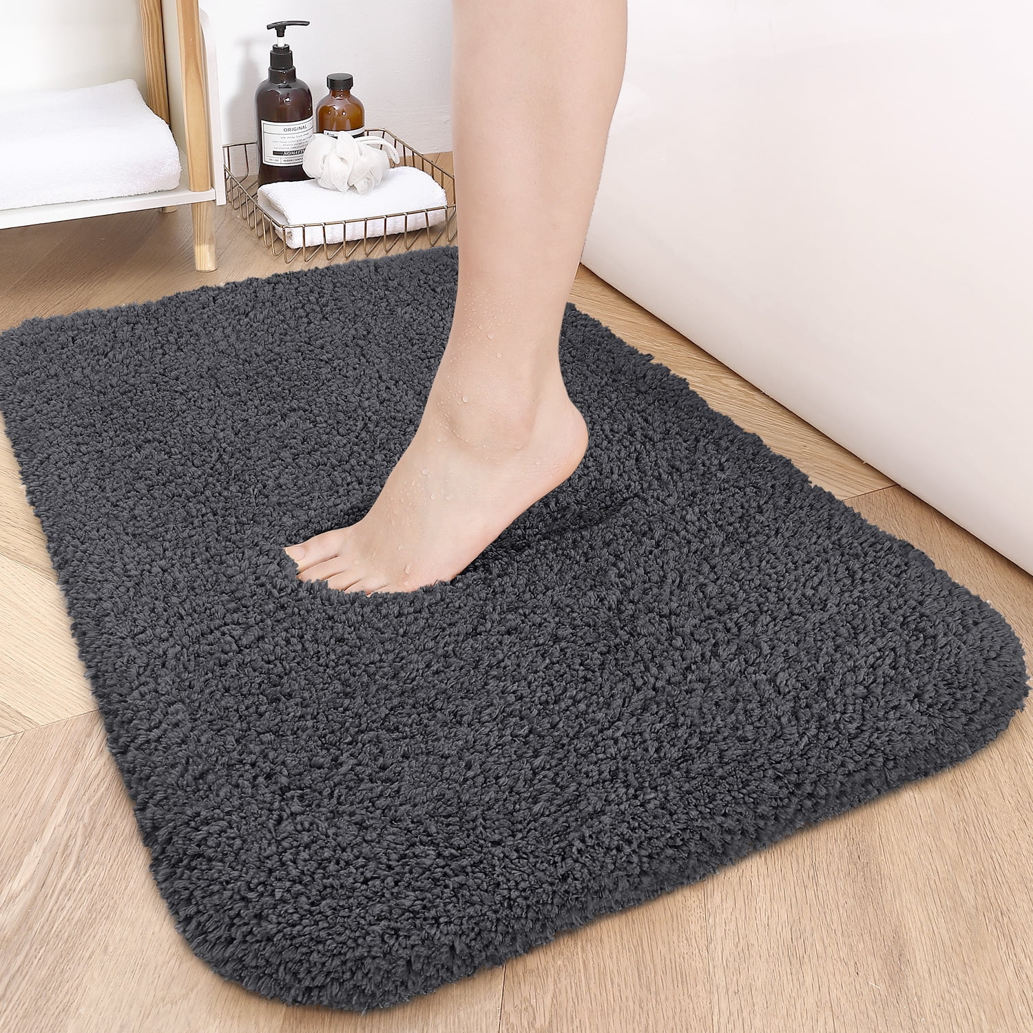 OEAKAY Bathroom Rugs,24"x16",Non Slip Shower Bath Room,Extra Soft and Absorbent,Bath Mats for Bathroom Floor,Machine Wash Dry Carpet Mat for Tub,24"x16"White