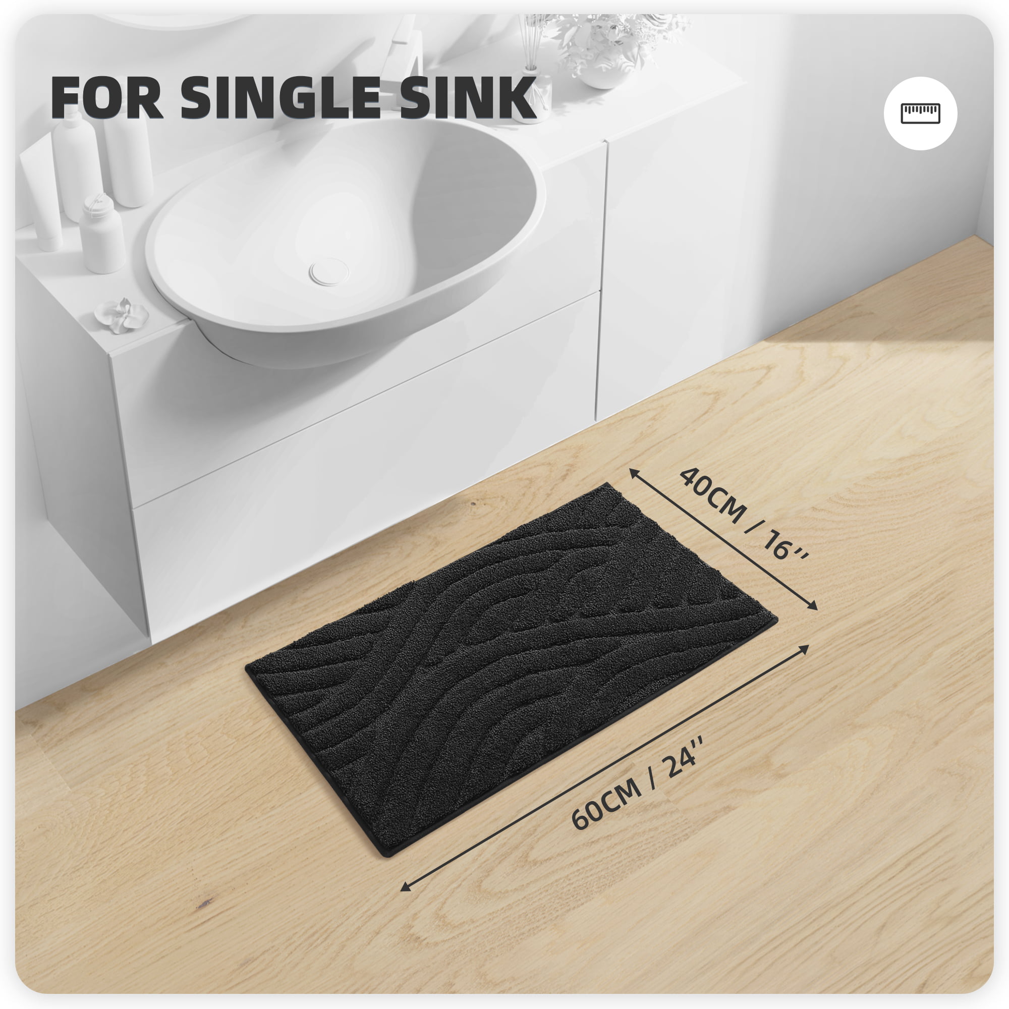 PABUBE Bathroom Rug, Soft Absorbent Bathroom Mat, Non Slip Shag Bath Rug, Machine Washable Bath Mat