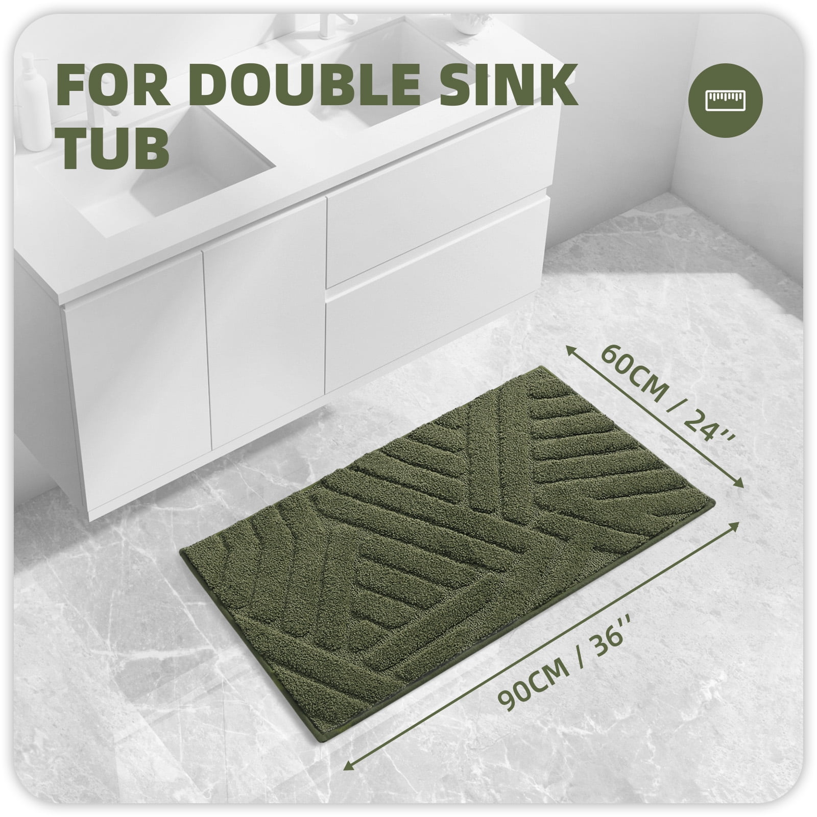 PABUBE Bathroom Rug, Soft Absorbent Bathroom Mat, Non Slip Shag Bath Rug, Machine Washable Bath Mat